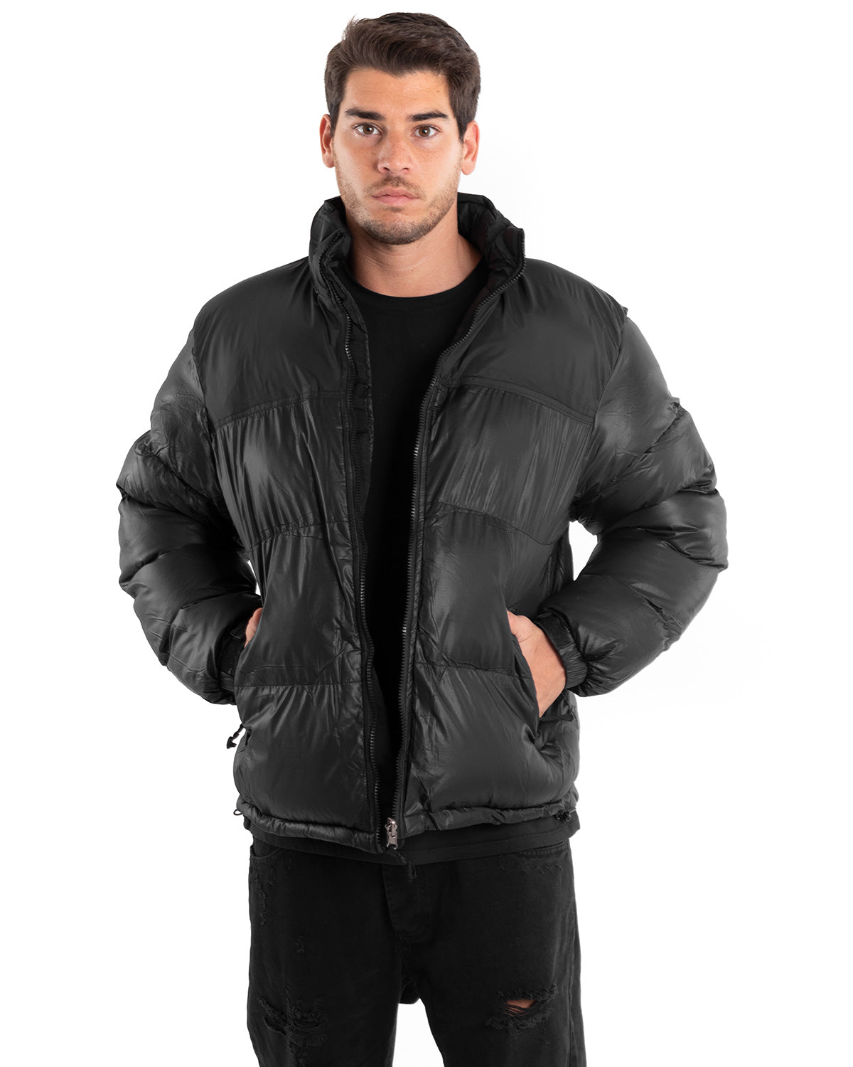 Giubbotto Uomo Bomber Nero Puffer Imbottito GIOSAL-G2913A