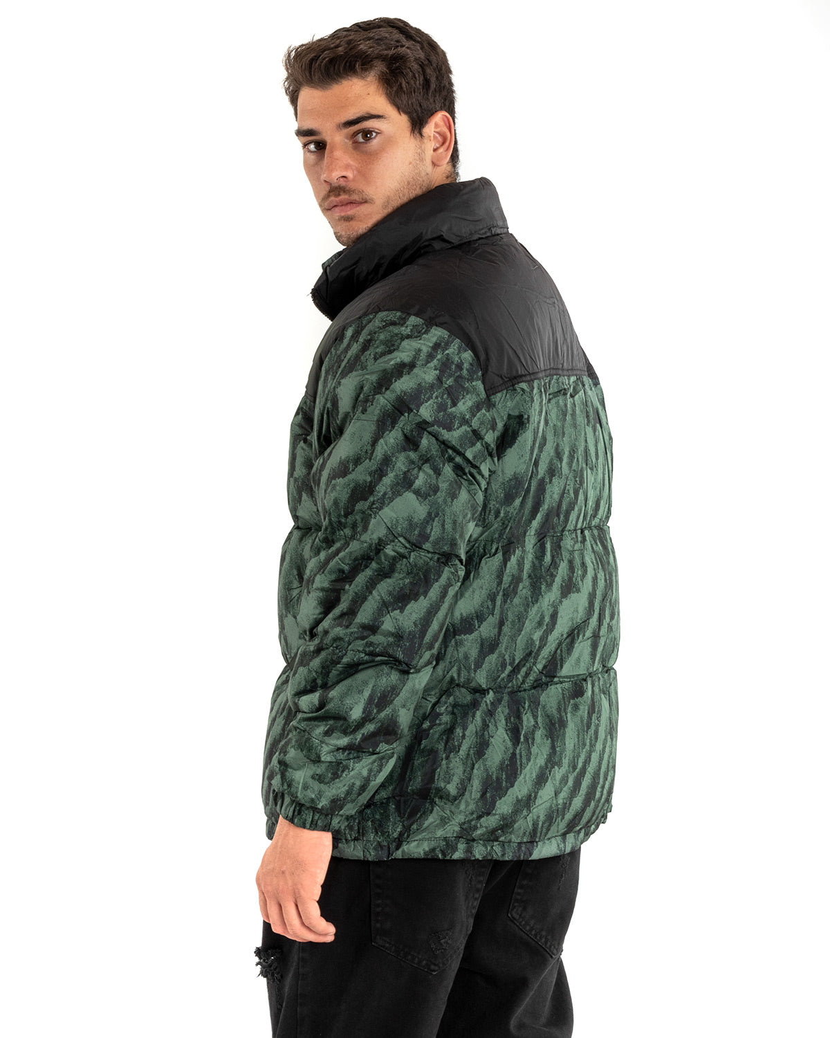 Giubbotto Uomo Bomber Bicolore Verde Nero Imbottito Puffer Casual GIOSAL-G2915A