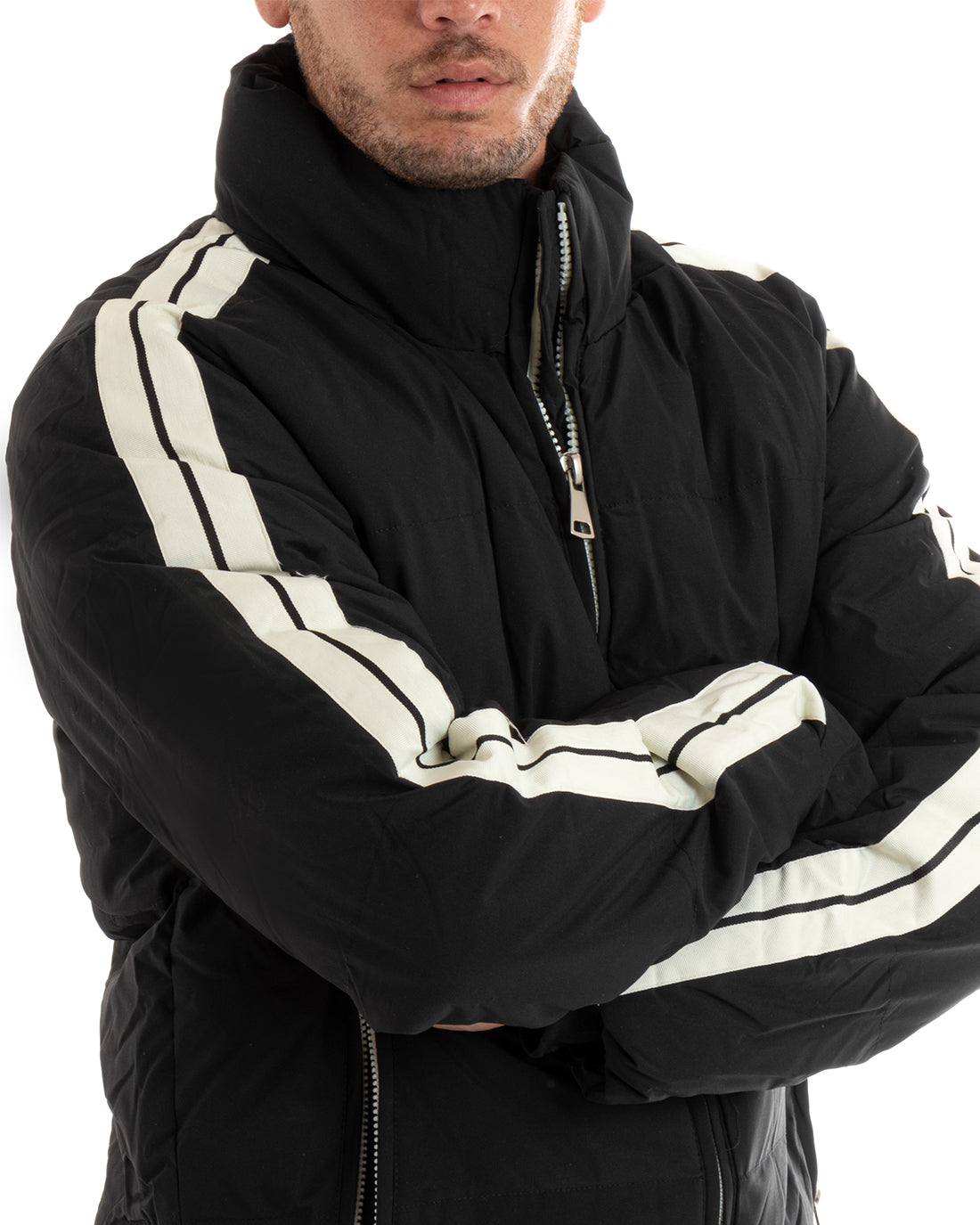 Giubbotto Uomo Bomber Imbottito Puffer Casual Tinta Unita Nero GIOSAL-G3084A