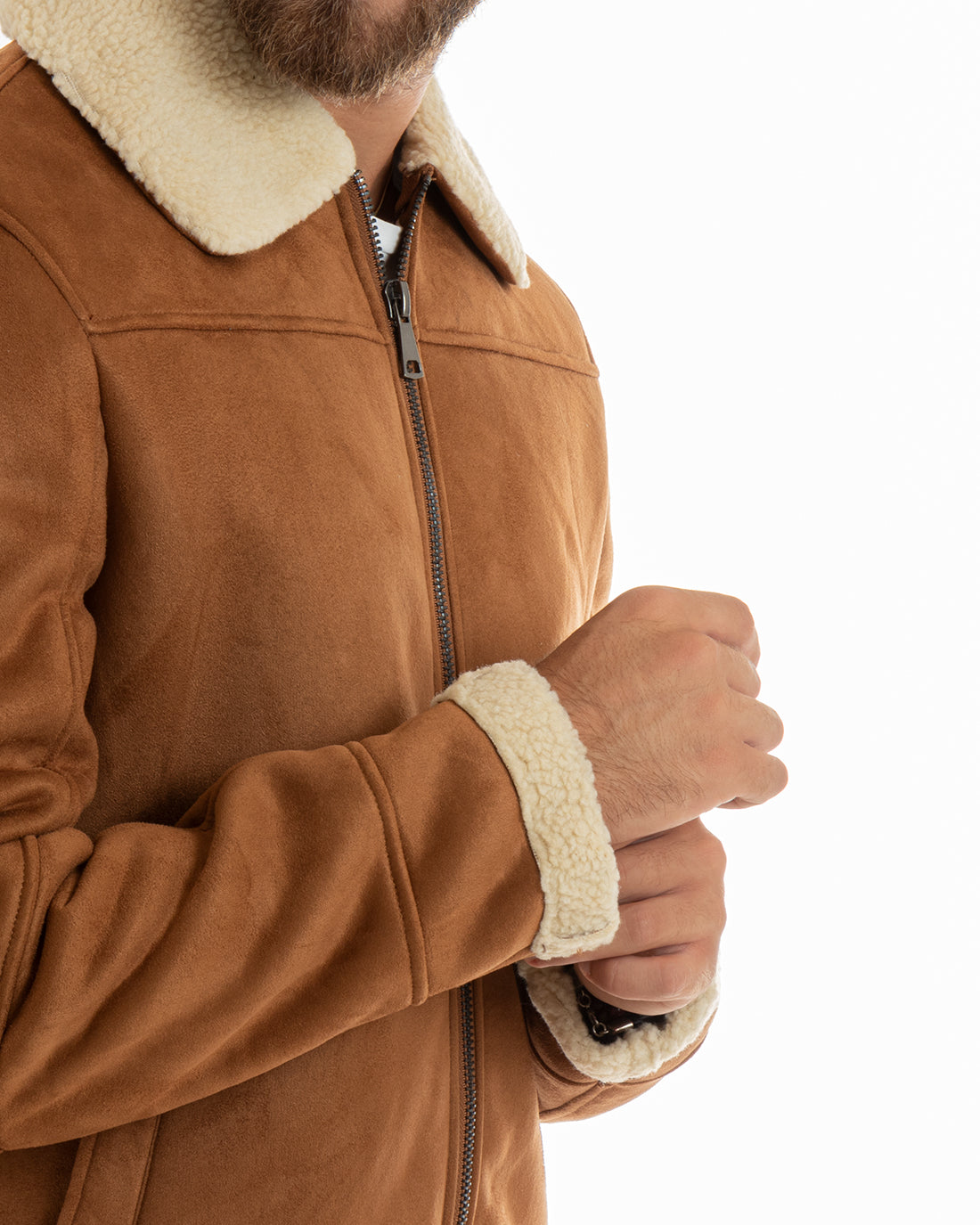 Giubbotto Uomo Giacca Montone Camel Aviatore Con Pelliccia Casual Double Face GIOSAL-G3101A
