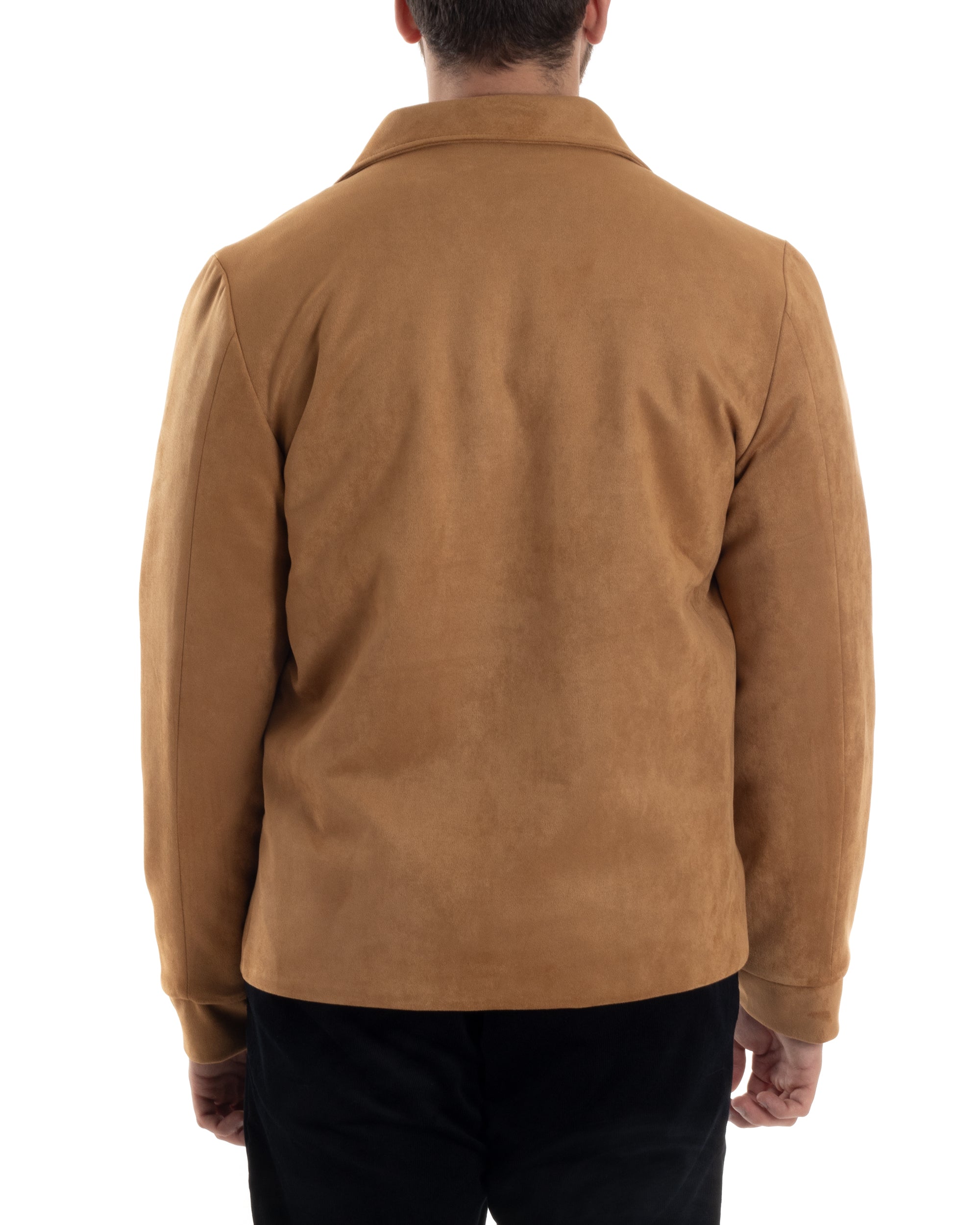 Giubbotto Uomo Giacca Con Colletto Camoscio Con Bottoni Tasche Con Patta Camel Casual GIOSAL-G3153A