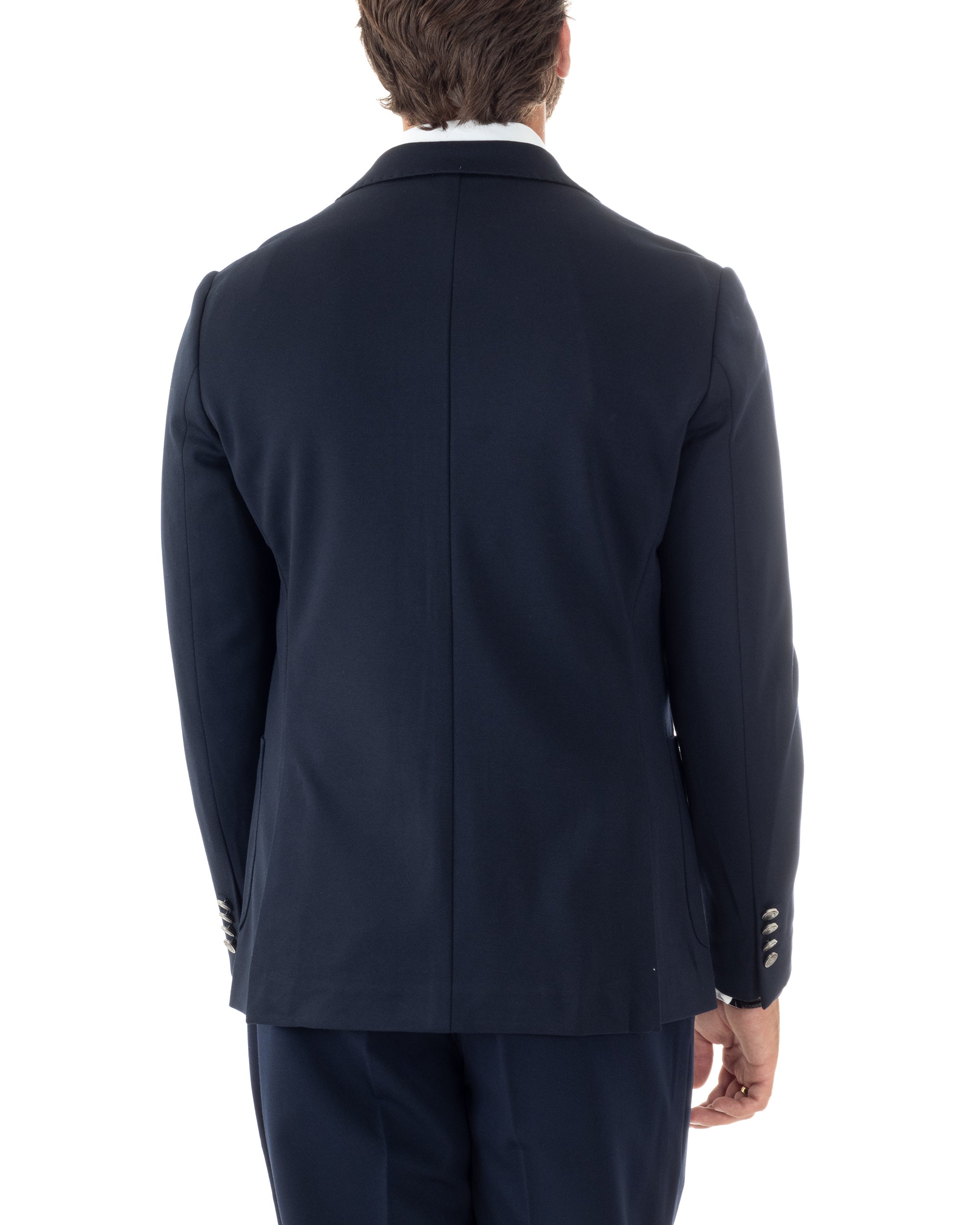 Giacca Uomo Monopetto Sartoriale Con Bottoni Metallo Cerimonia Elegante Casual Blu GIOSAL-G3204A