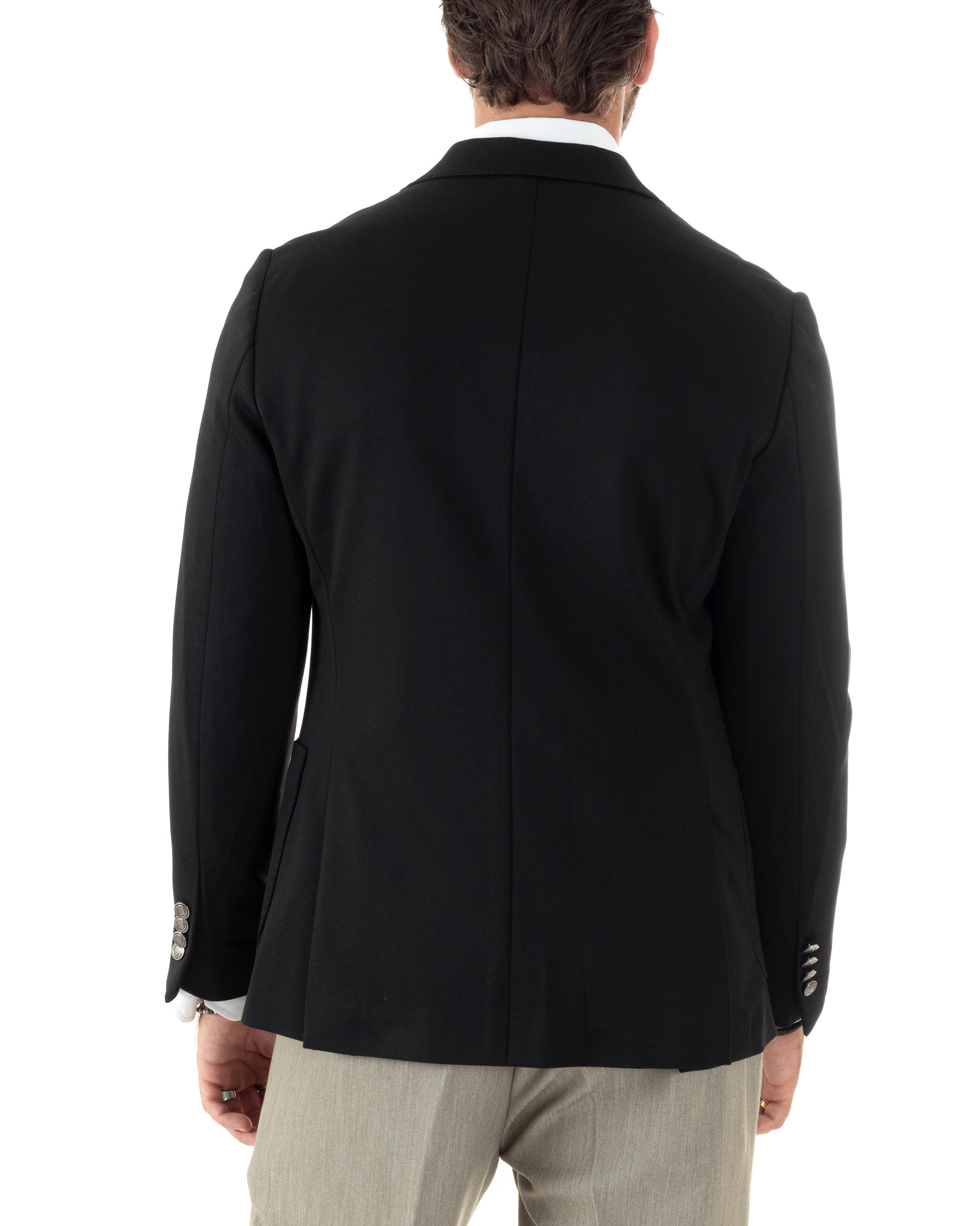 Giacca Uomo Monopetto Sartoriale Con Bottoni Metallo Cerimonia Elegante Casual Nero GIOSAL-G3206A