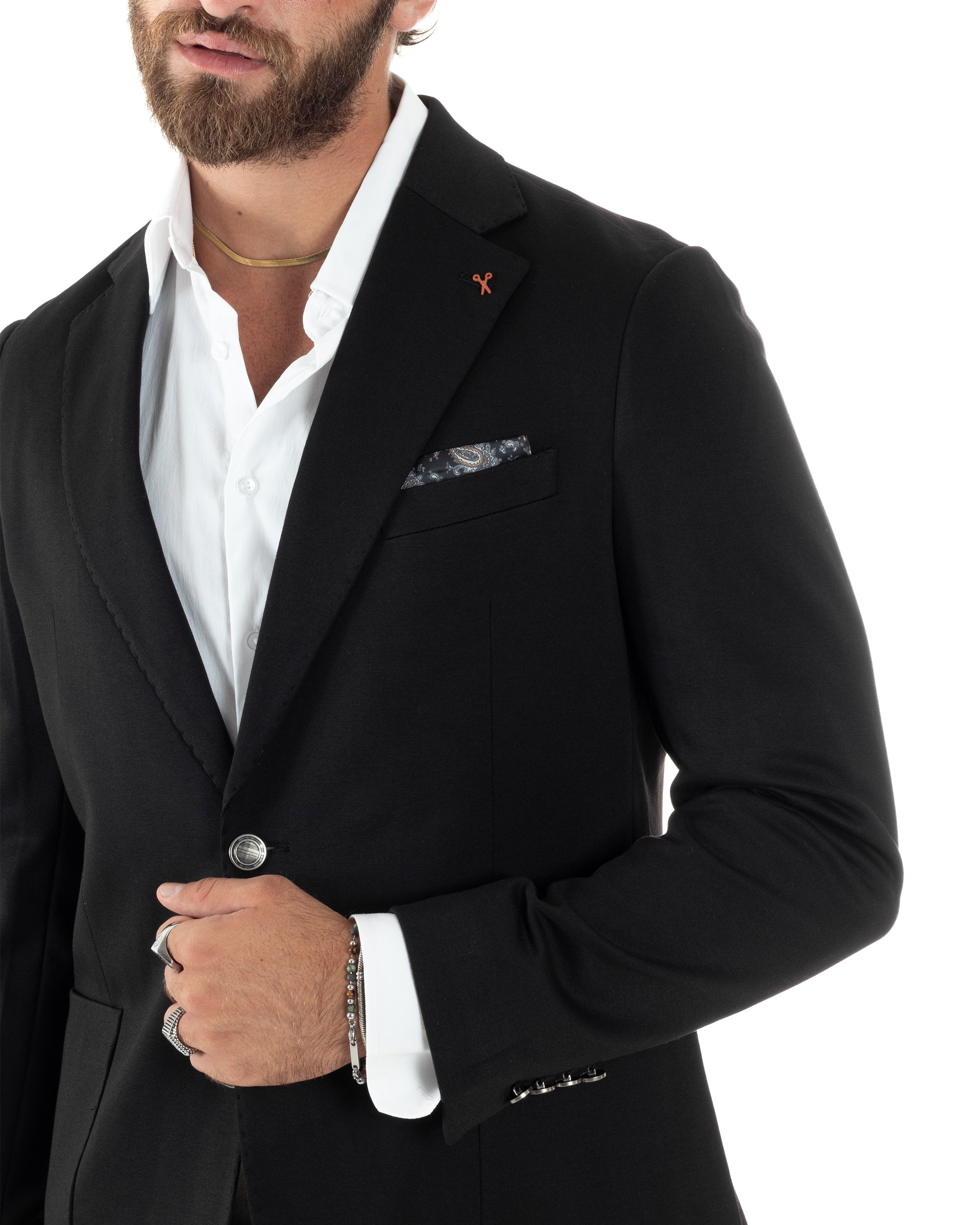 Giacca Uomo Monopetto Sartoriale Con Bottoni Metallo Cerimonia Elegante Casual Nero GIOSAL-G3206A