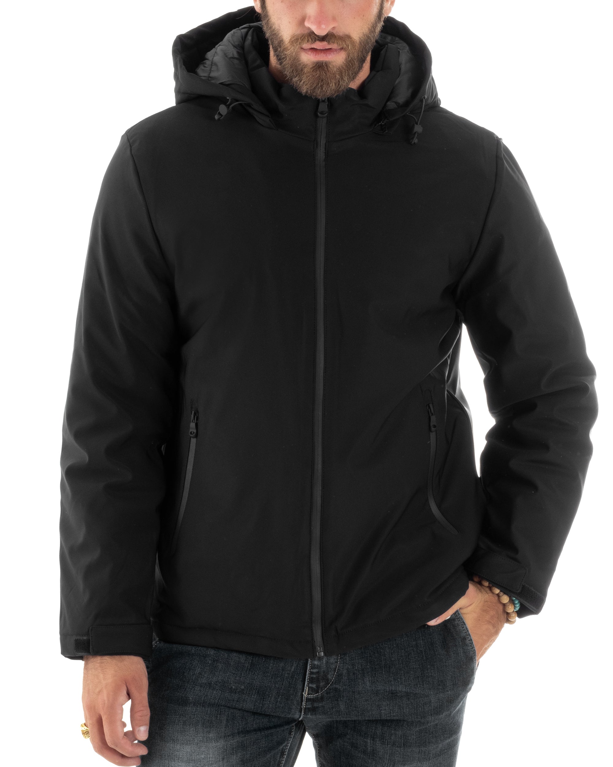 Giubbotto Uomo Con Cappuccio Removibile Trench Tessuto Tecnico Imperme