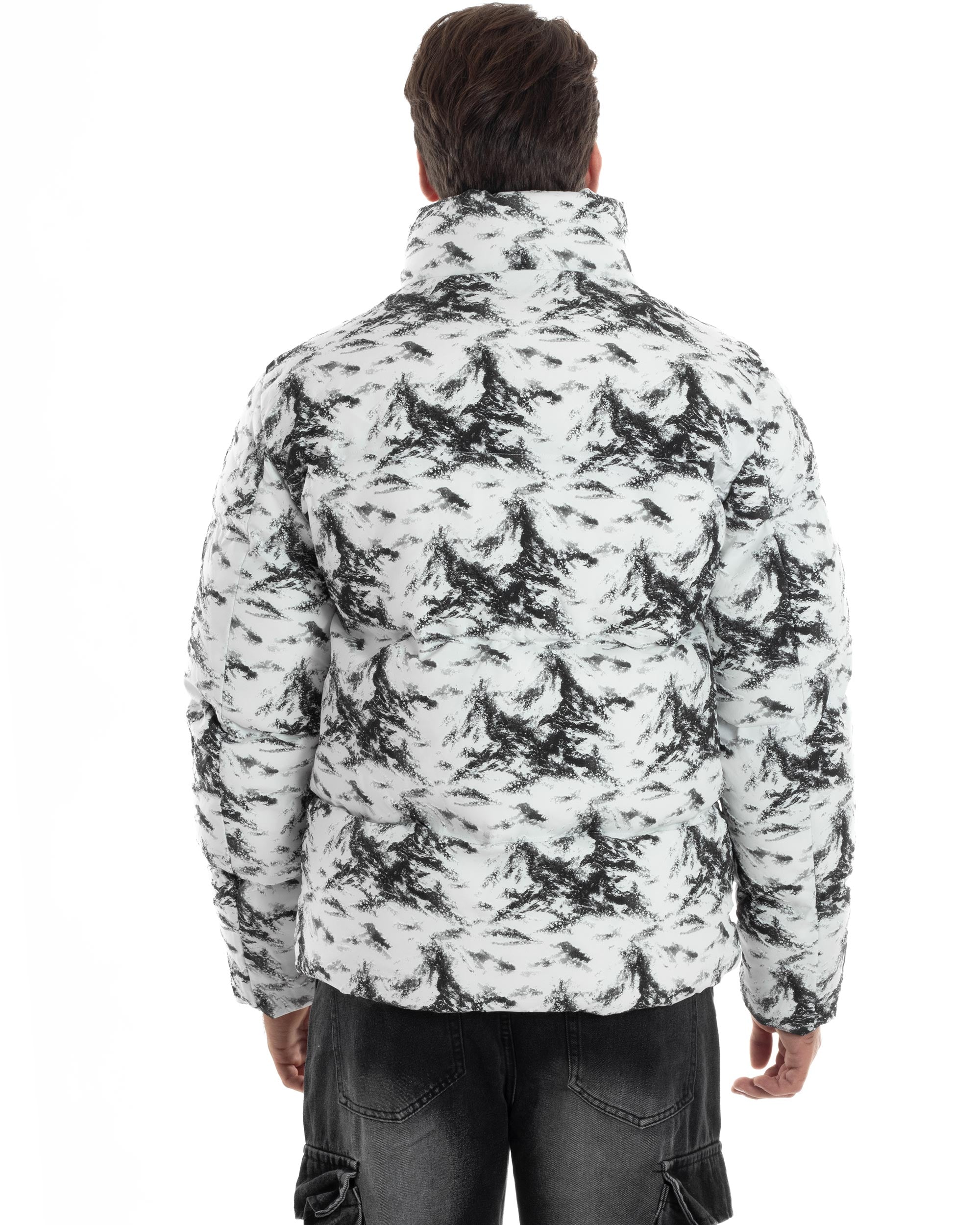 Giubbotto Uomo Mimetico Trapuntato Imbottito Bomber Marmorizzato Giacca Camouflage Bicolore Bianco GIOSAL-G3258A