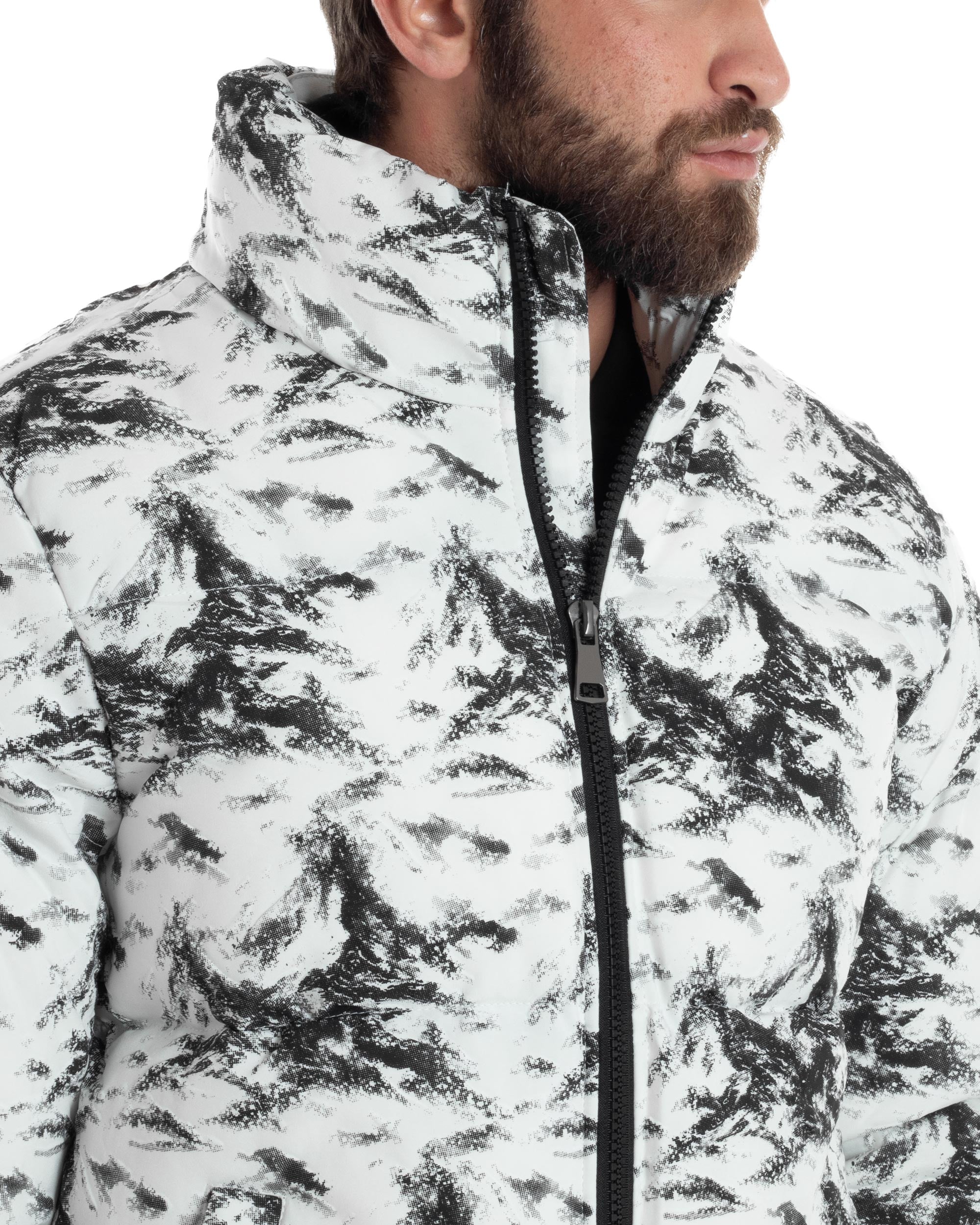 Giubbotto Uomo Mimetico Trapuntato Imbottito Bomber Marmorizzato Giacca Camouflage Bicolore Bianco GIOSAL-G3258A