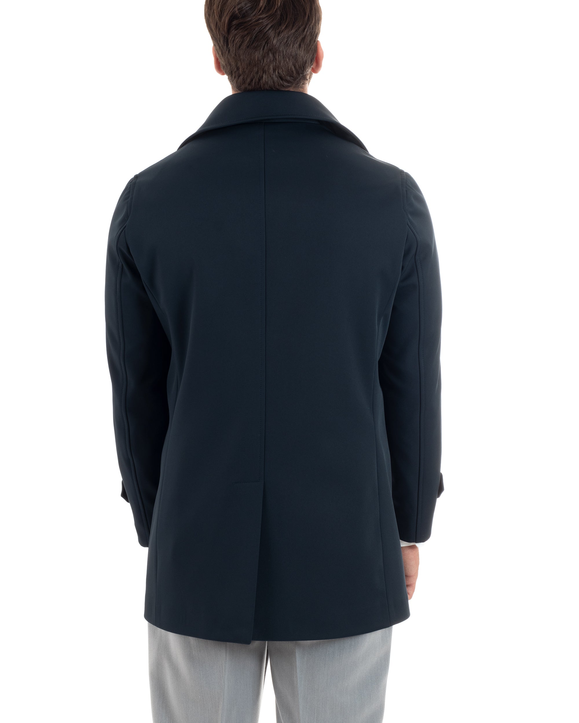 Men's Long Trench Coat Jacket With Collar Waterproof Fabric Blue GIOSAL-G3161A