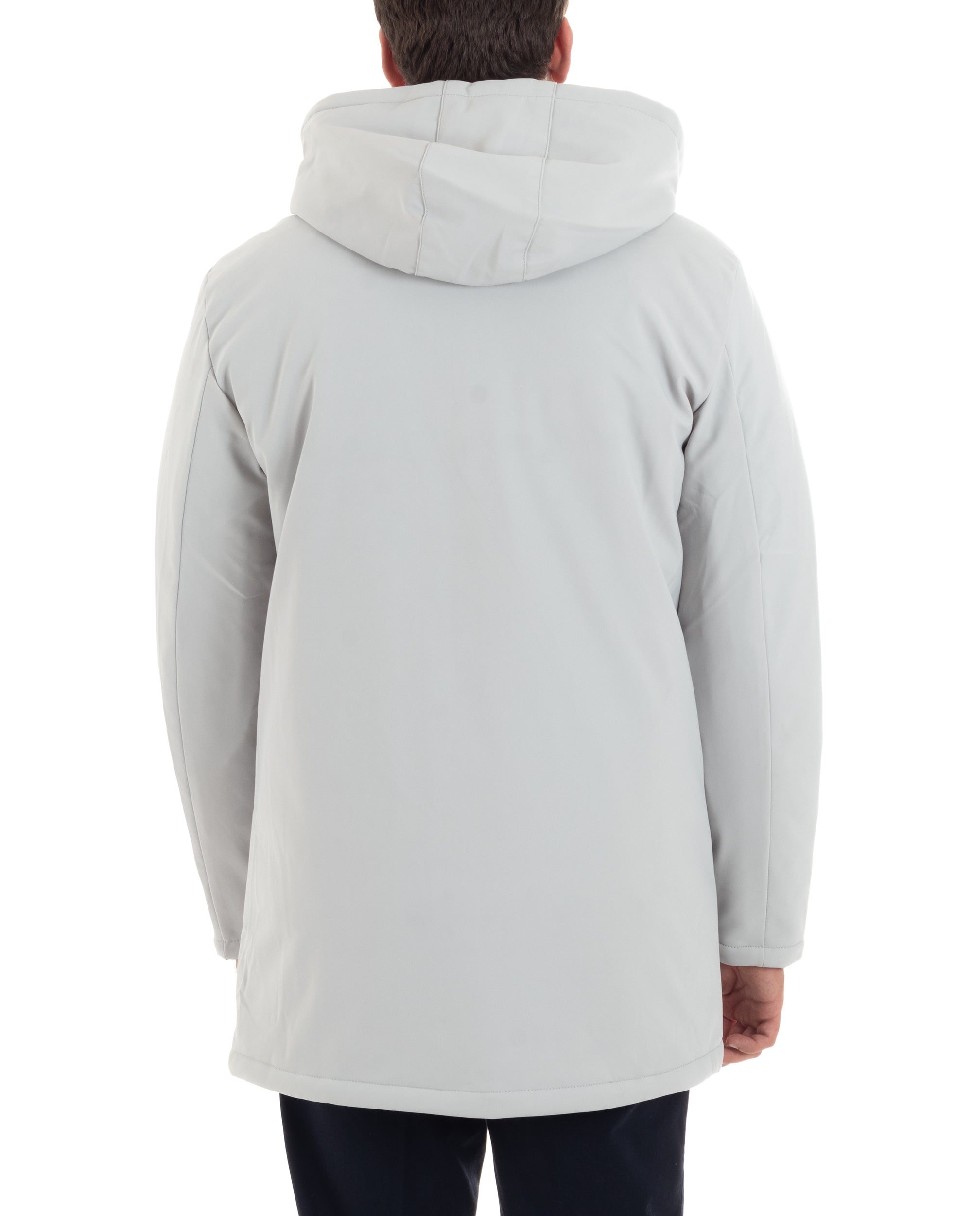Giubbotto Uomo Con Cappuccio Removibile Trench Tessuto Tecnico Impermeabile Antivento Giaccone Imbottito Lungo Ghiaccio GIOSAL-G3265A