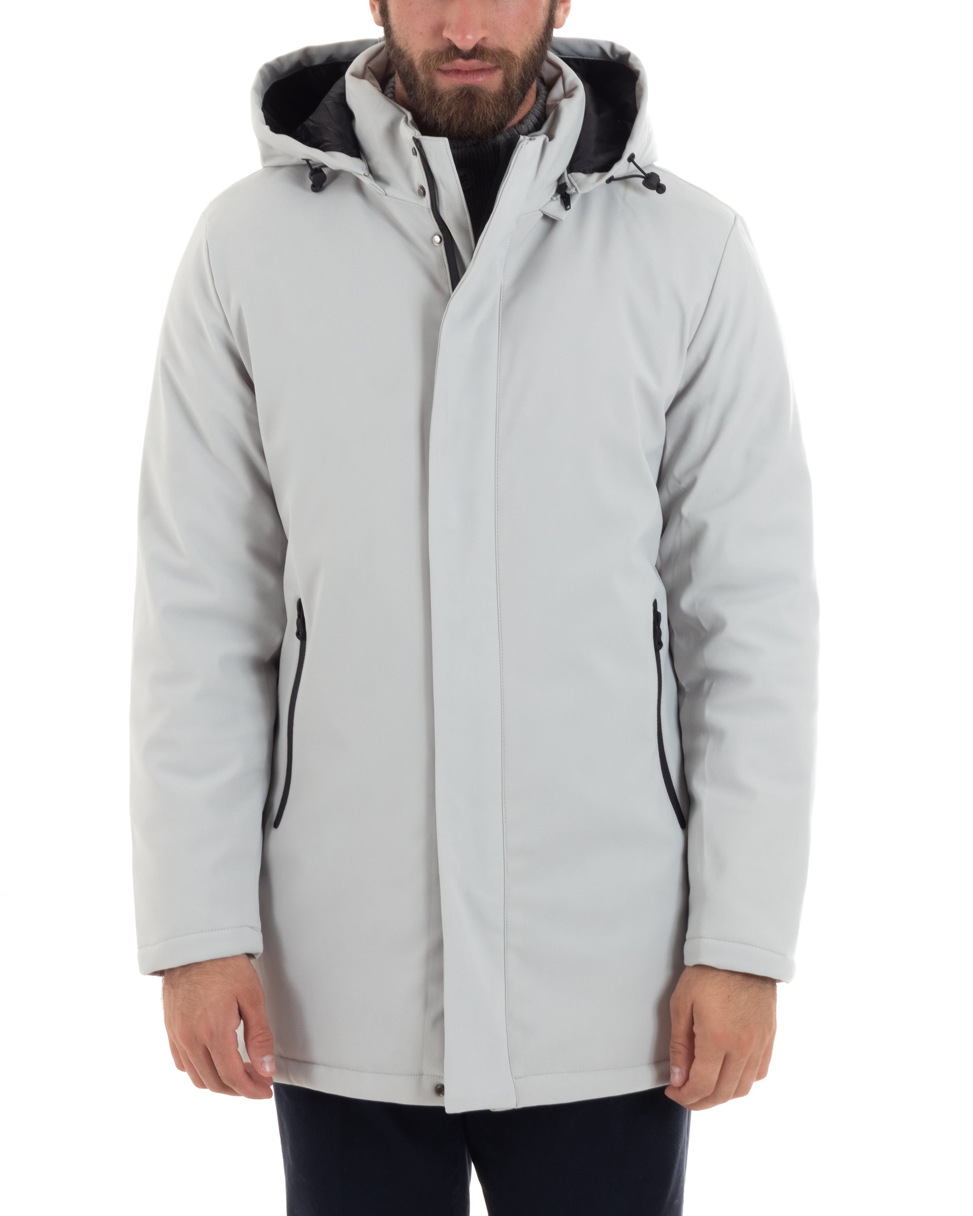 Giubbotto Uomo Con Cappuccio Removibile Trench Tessuto Tecnico Imperme