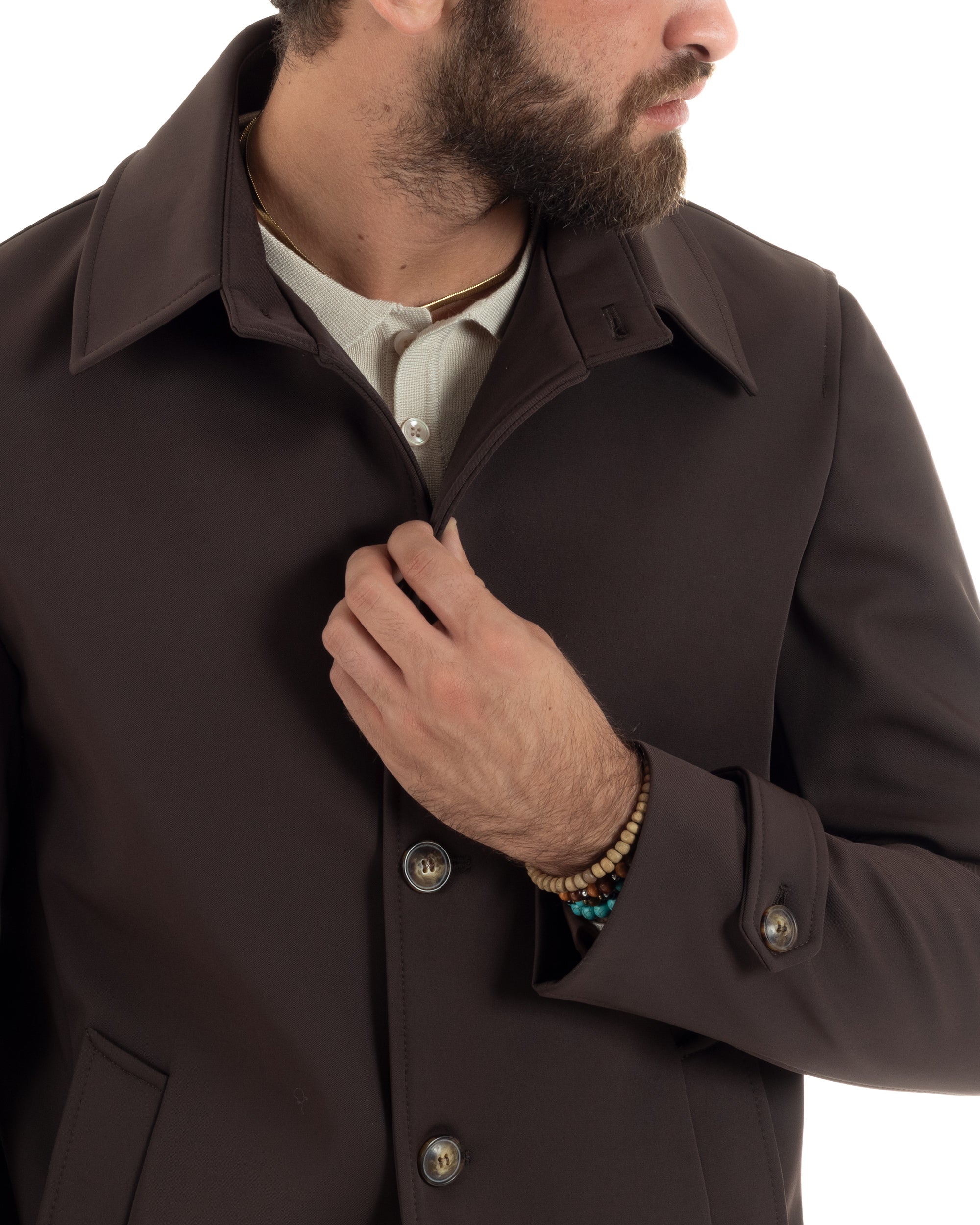 Men's Long Trench Coat Jacket With Collar Waterproof Fabric Blue GIOSAL-G3161A