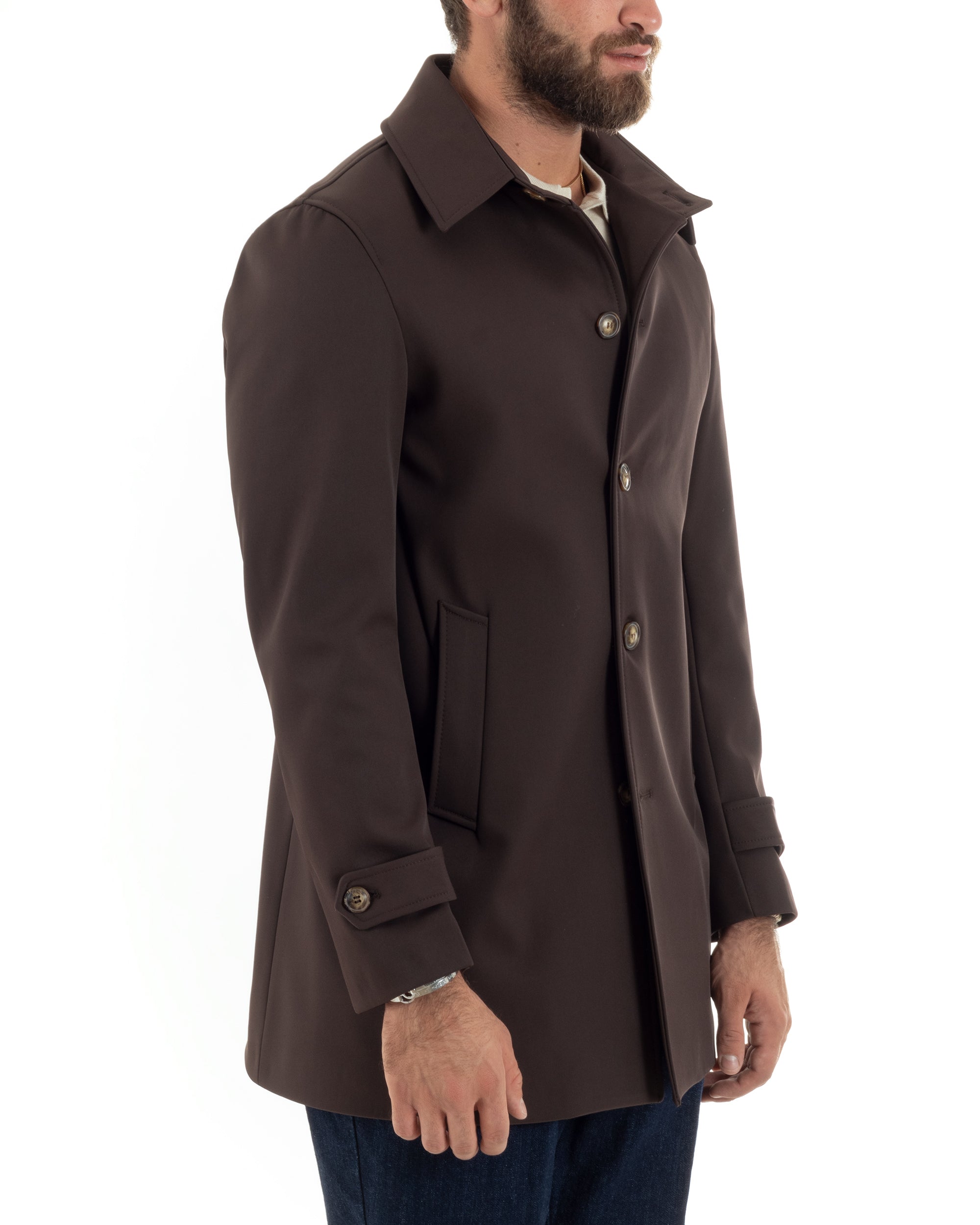 Men's Long Trench Coat Jacket With Collar Waterproof Fabric Blue GIOSAL-G3161A