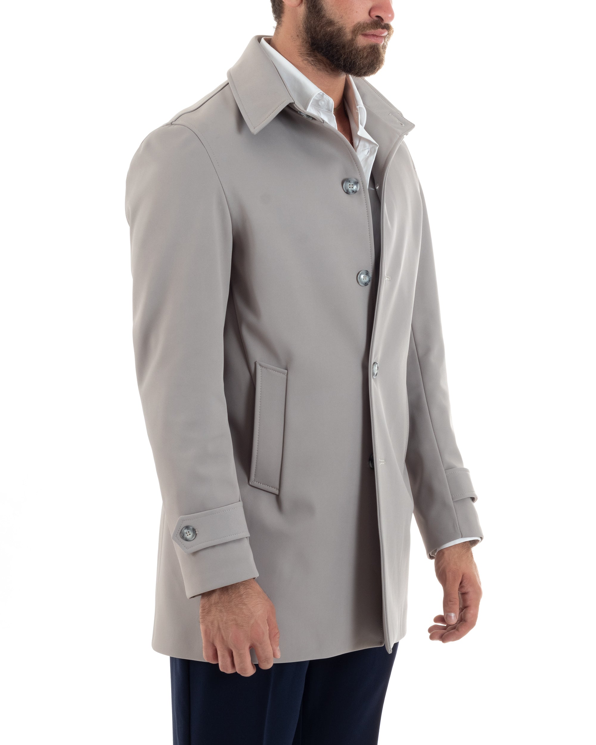 Men's Long Trench Coat Jacket With Collar Waterproof Fabric Blue GIOSAL-G3161A