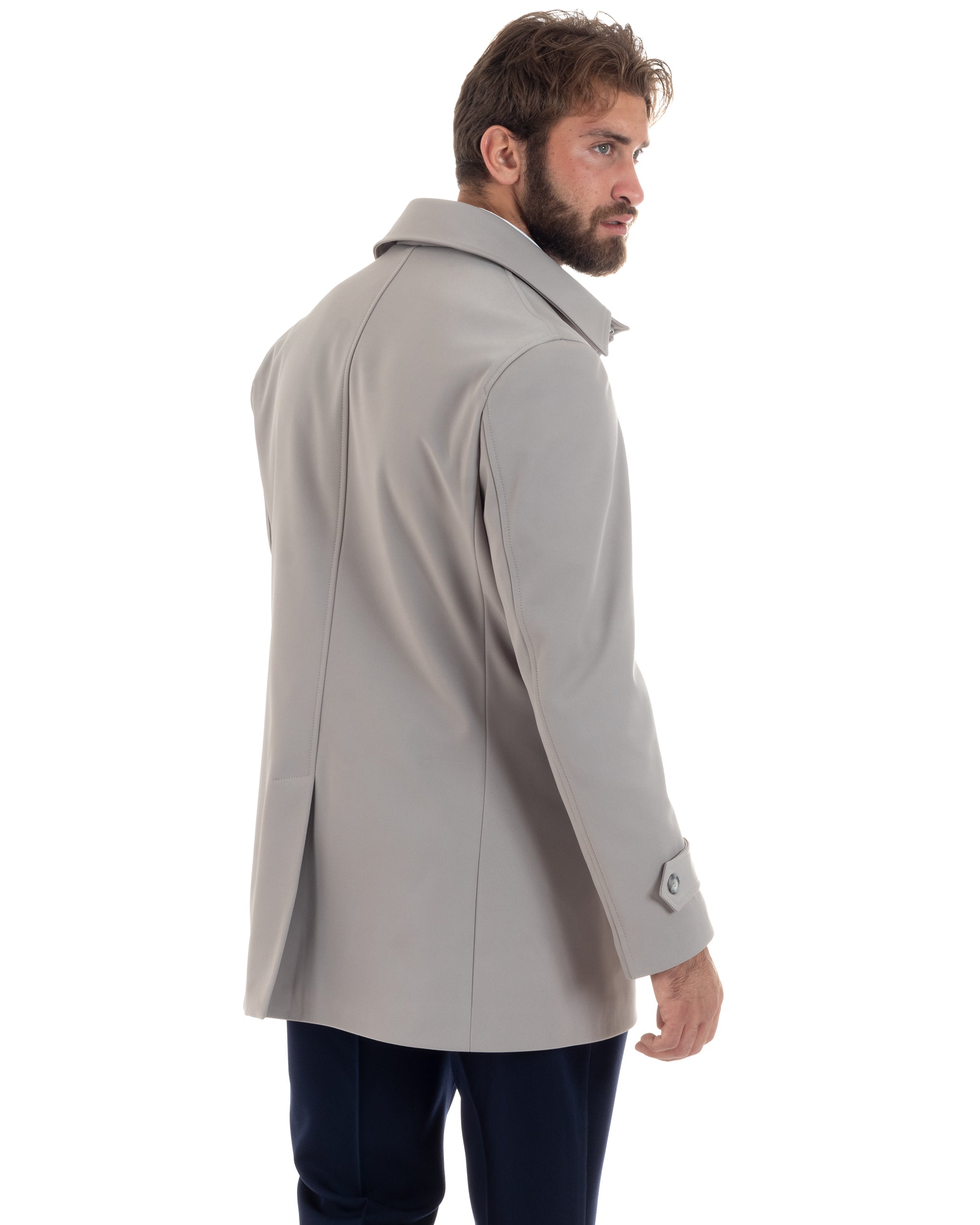 Men's Long Trench Coat Jacket With Collar Waterproof Fabric Blue GIOSAL-G3161A