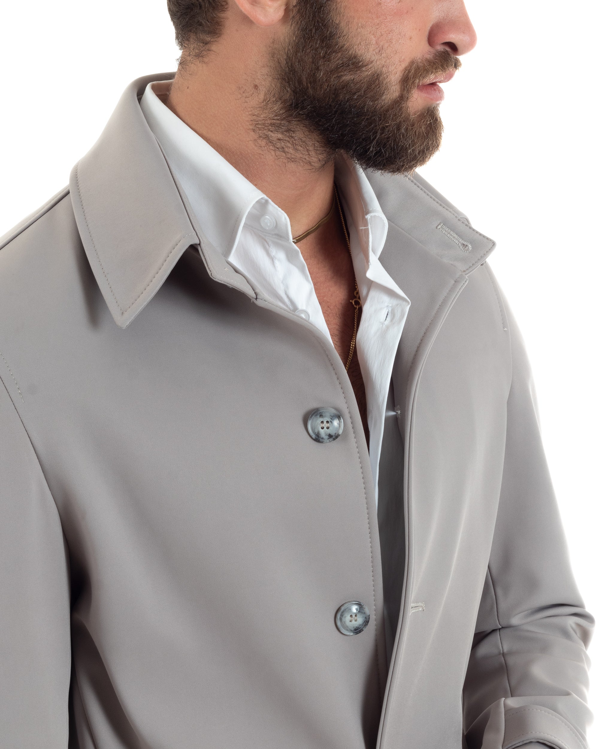 Men's Long Trench Coat Jacket With Collar Waterproof Fabric Blue GIOSAL-G3161A