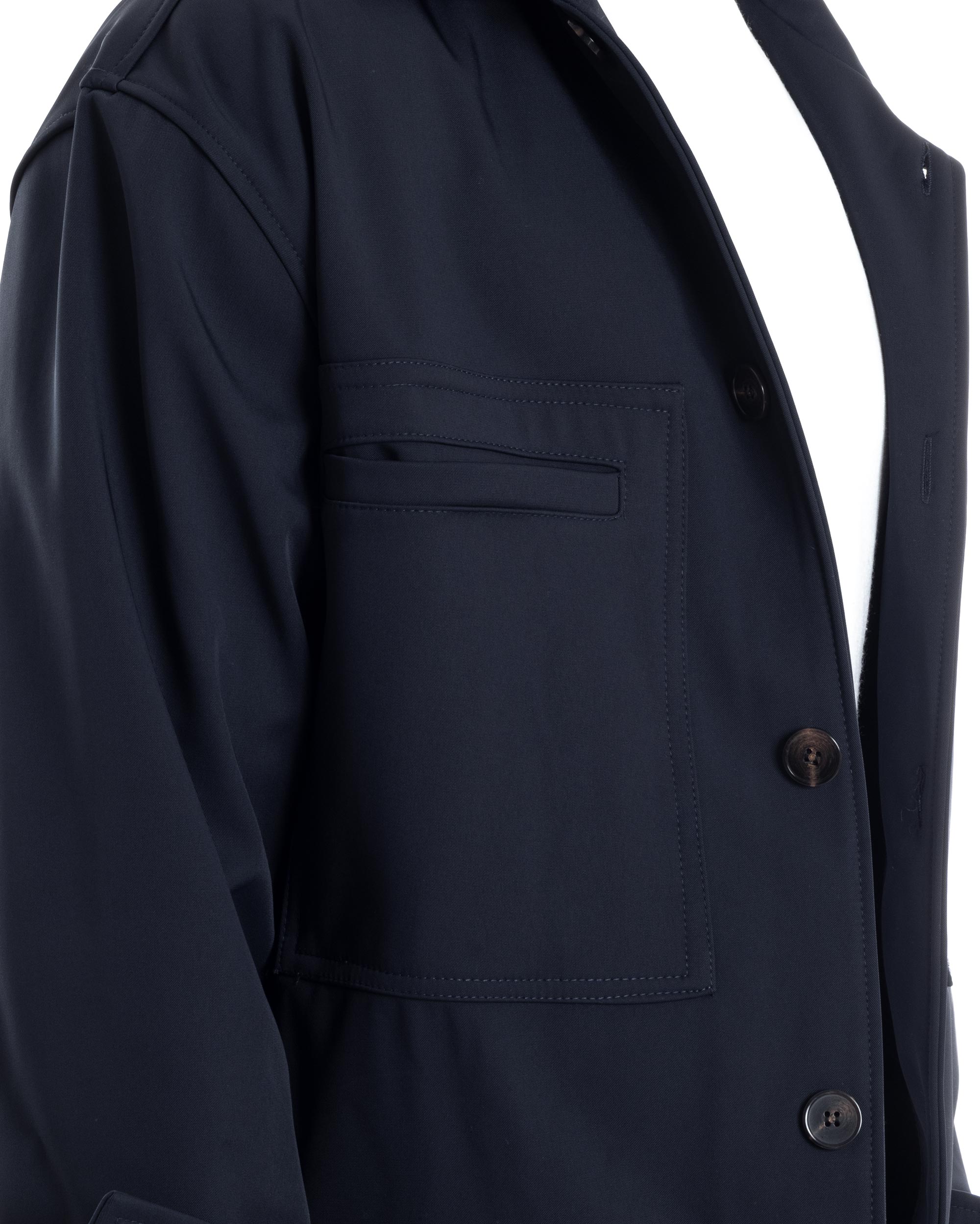 Giubbotto Uomo Camicia Impermeabile Sahariana Overshirt Giacca Tecnica Maniche Lunghe Tinta Unita Blu GIOSAL-G3280A