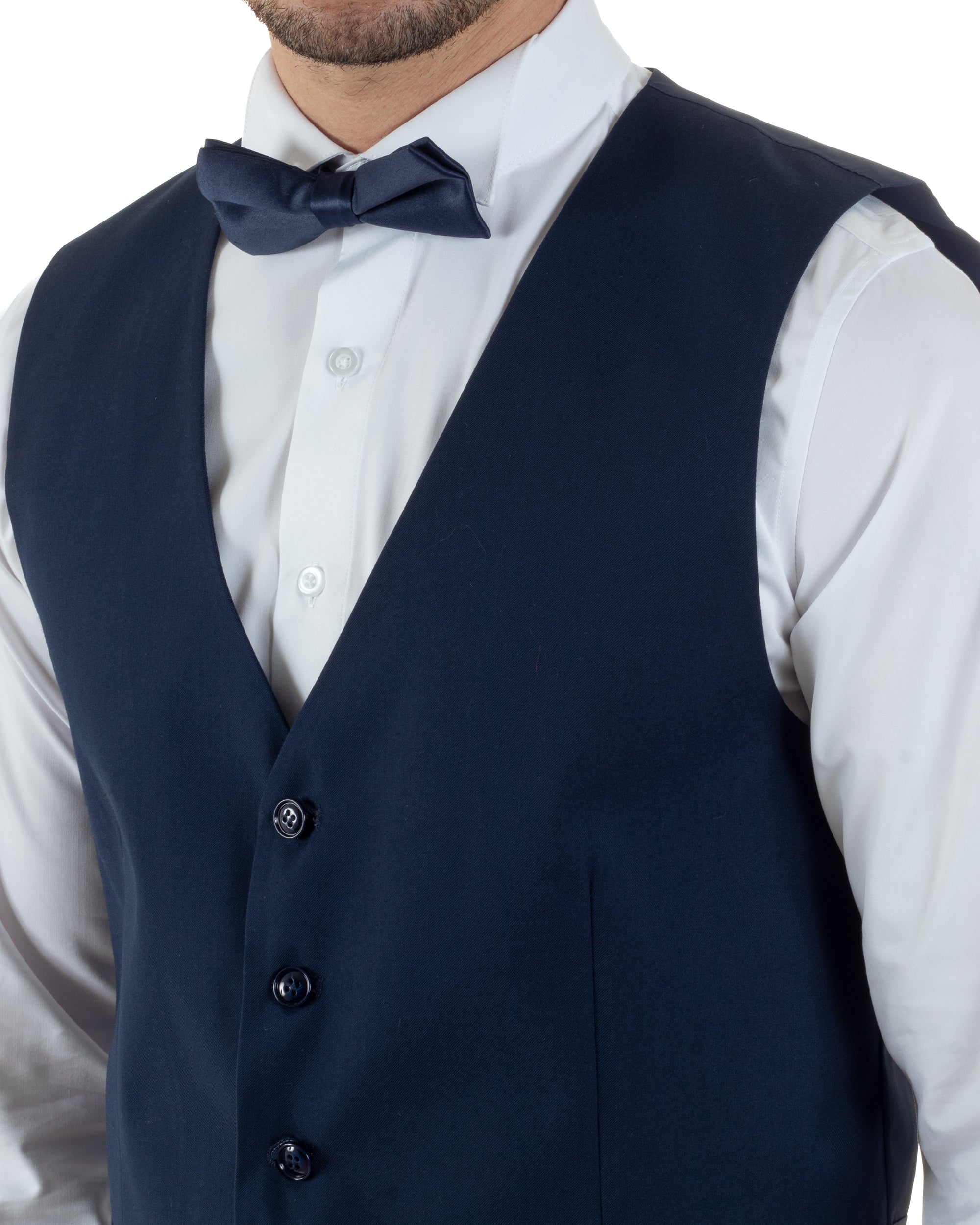 Gilet Uomo Classico Smanicato Regolabile Monopetto Scollo a V Slim Fit Cerimonia Elegante Basic Tinta Unita Blu GIOSAL-G3289A