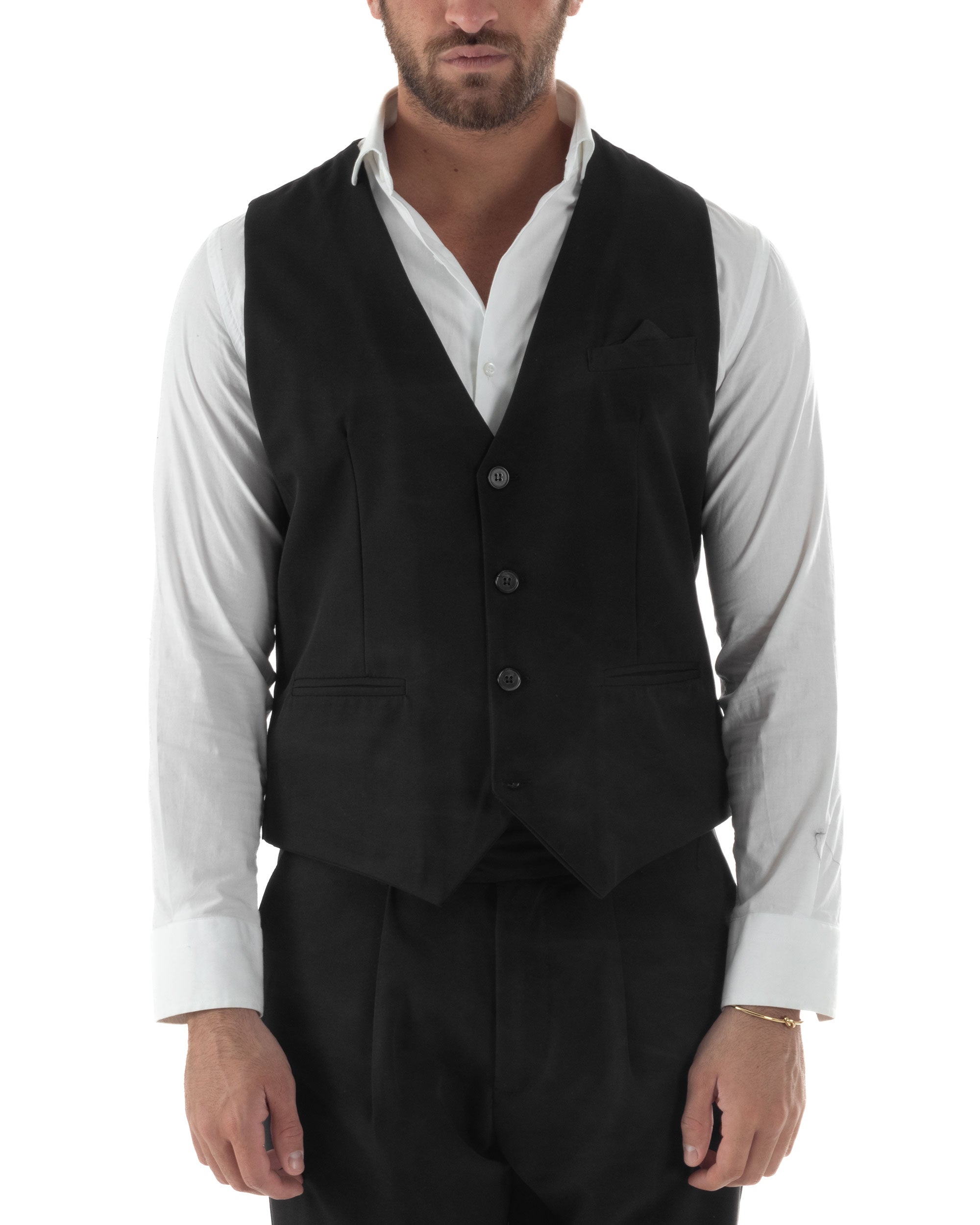 Gilet Uomo Smanicato Regolabile Monopetto Scollo a V Slim Fit Casual E