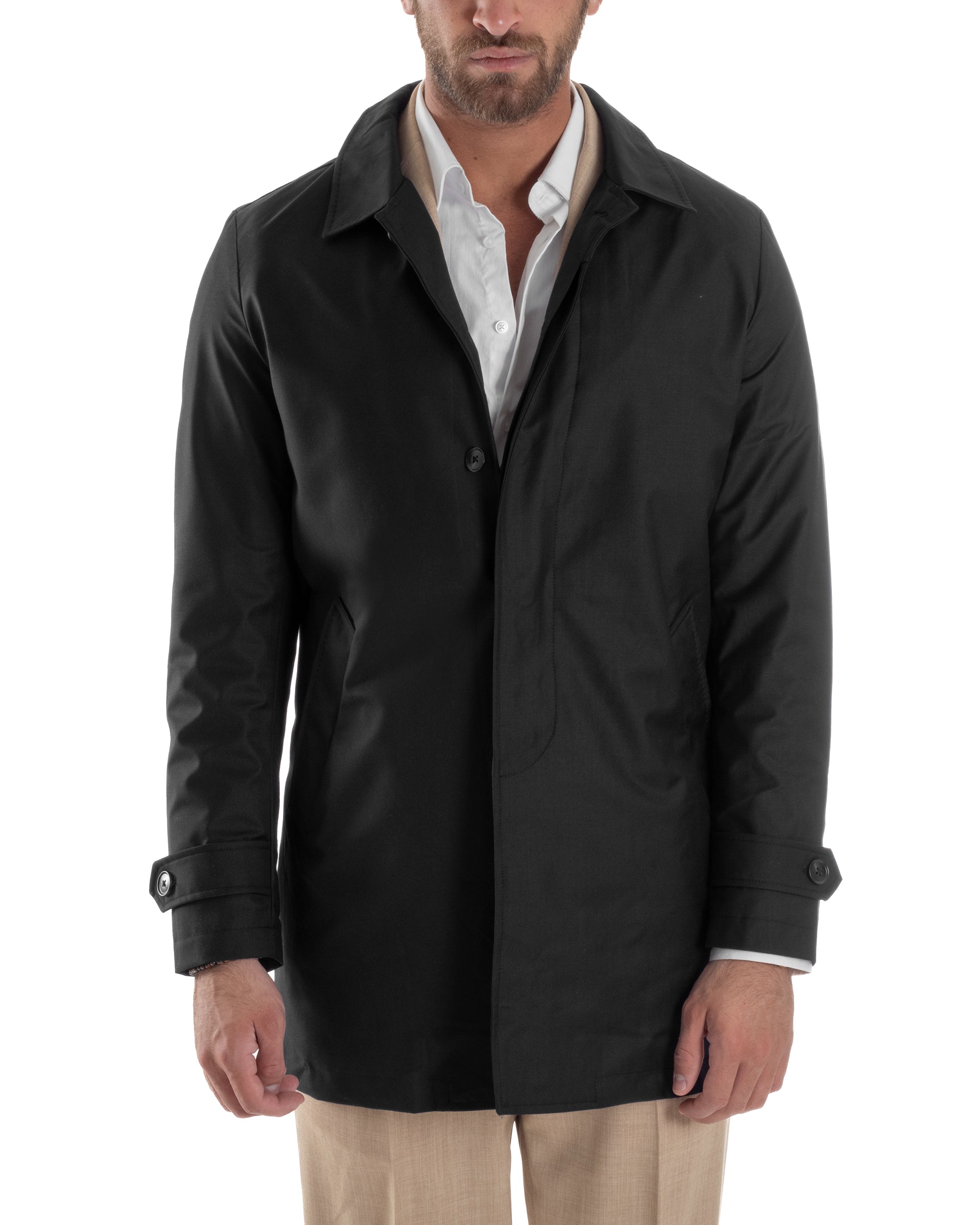 Giubbotto Uomo Trench Lungo Leggero Giacca Impermeabile Con Colletto B