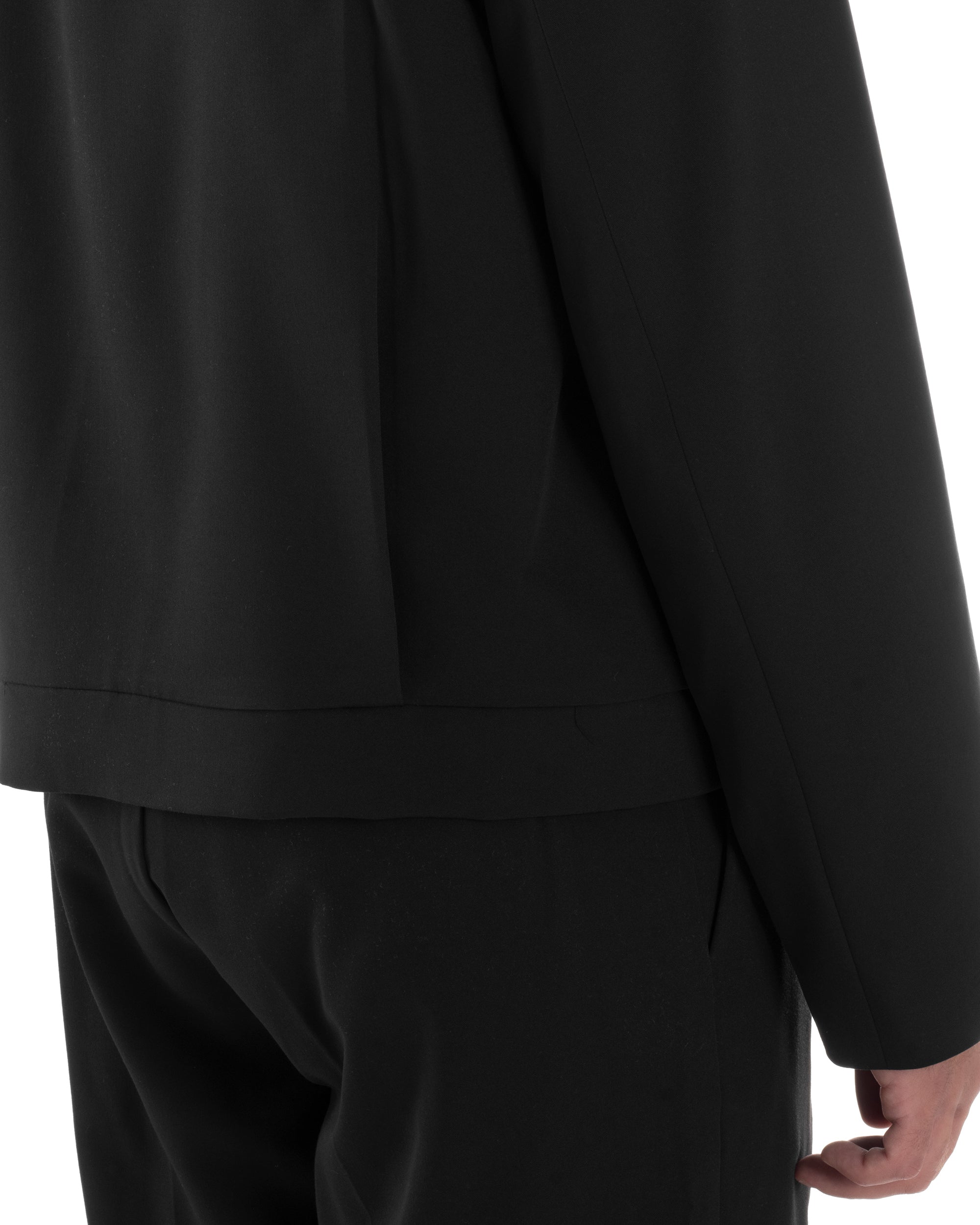 Giacca Monopetto Uomo Viscosa Scollata Cropped Relaxed Fit Casual Tinta Unita Nero GIOSAL-G3303A