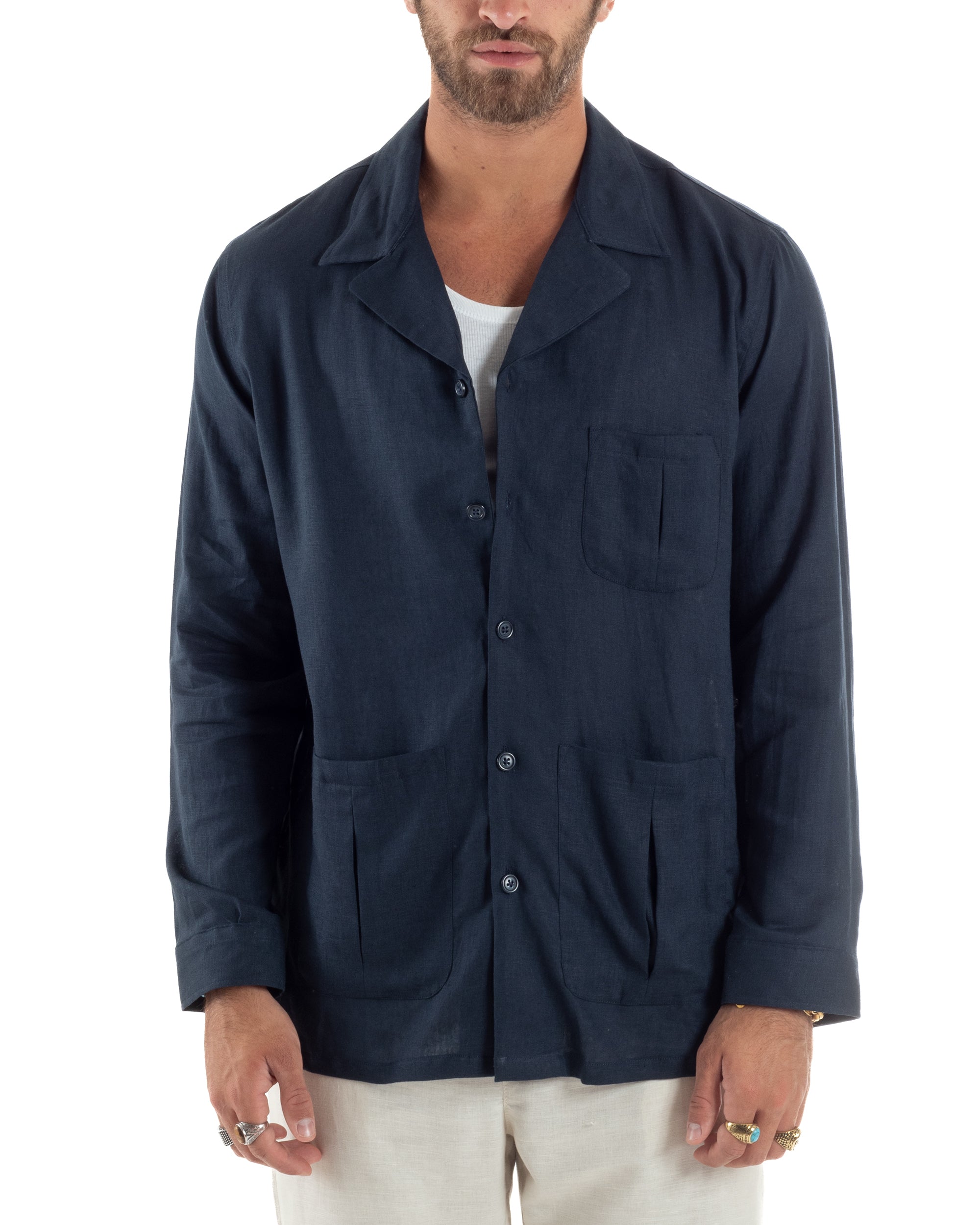 Giacca Camicia Sahariana In Lino G3305A