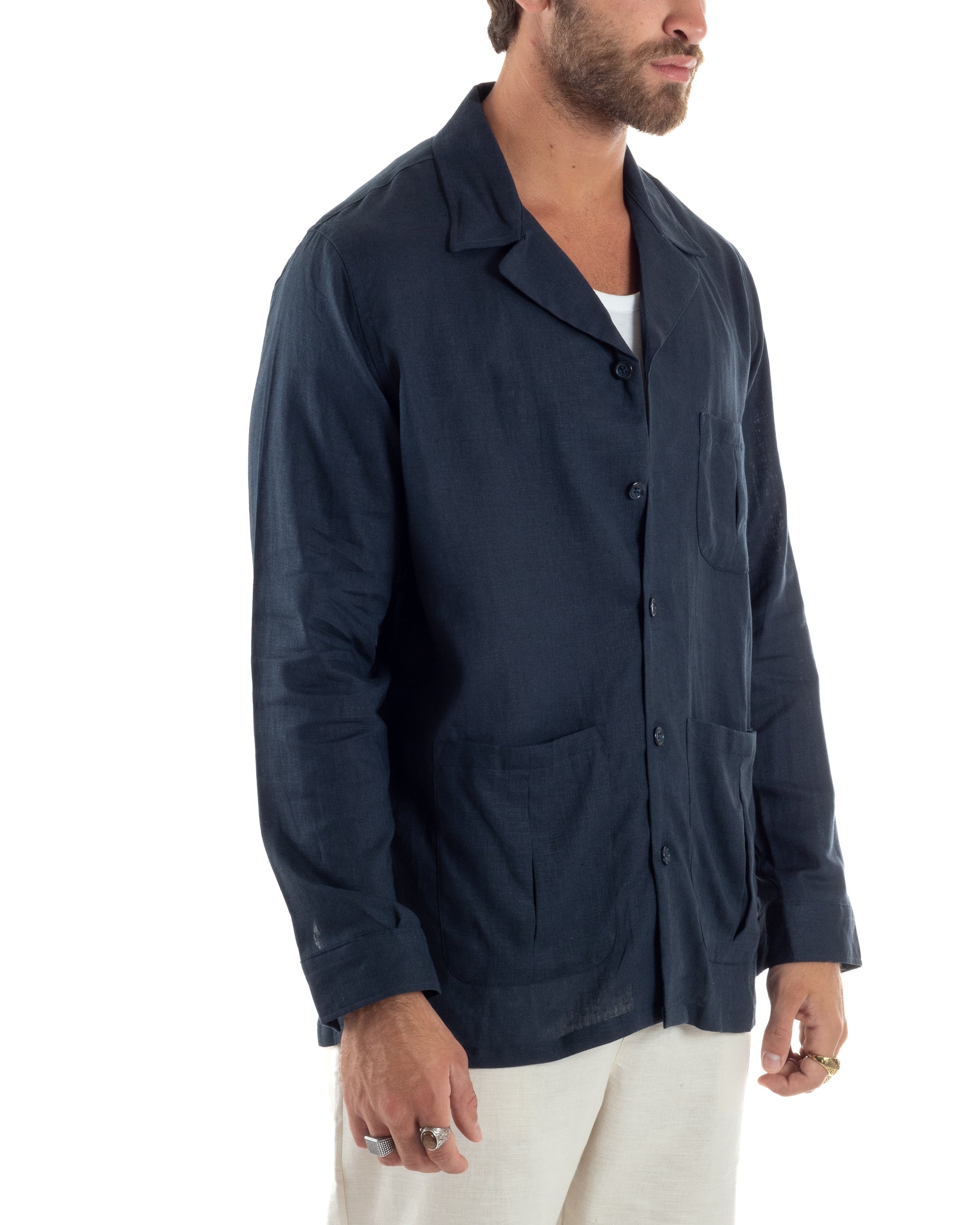 Giacca Camicia Sahariana In Lino G3305A