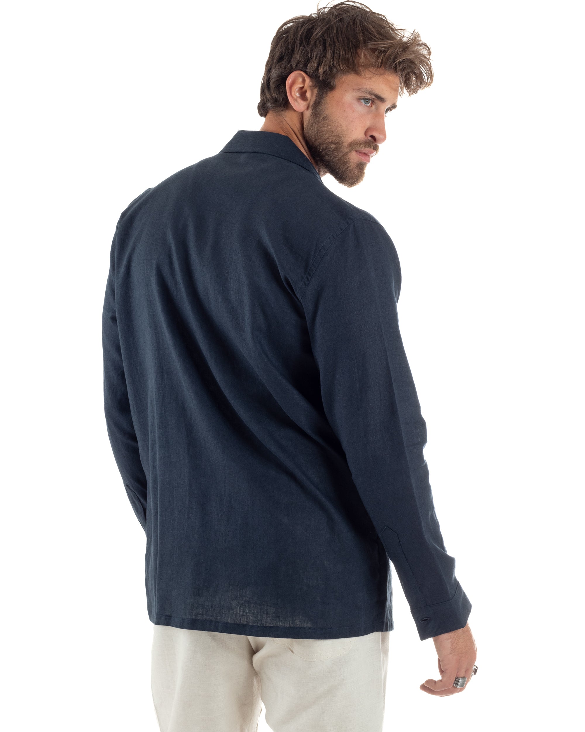 Giacca Camicia Sahariana In Lino G3305A