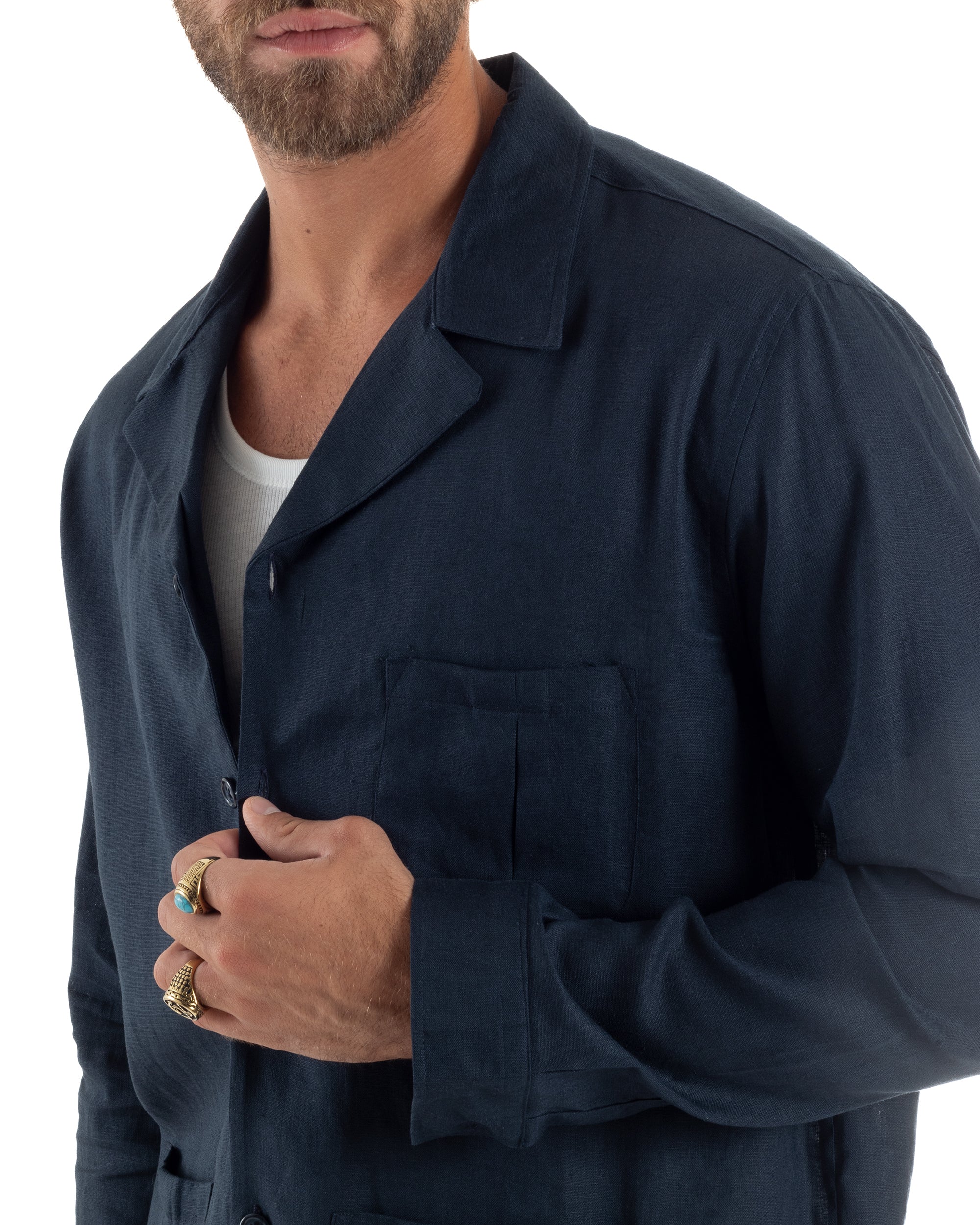 Giacca Camicia Sahariana In Lino G3305A