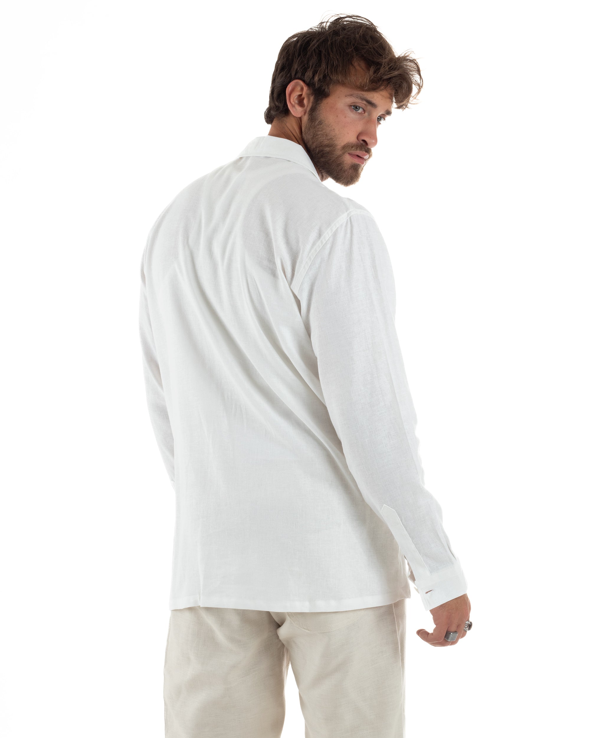 Giacca Camicia Sahariana In Lino G3306A