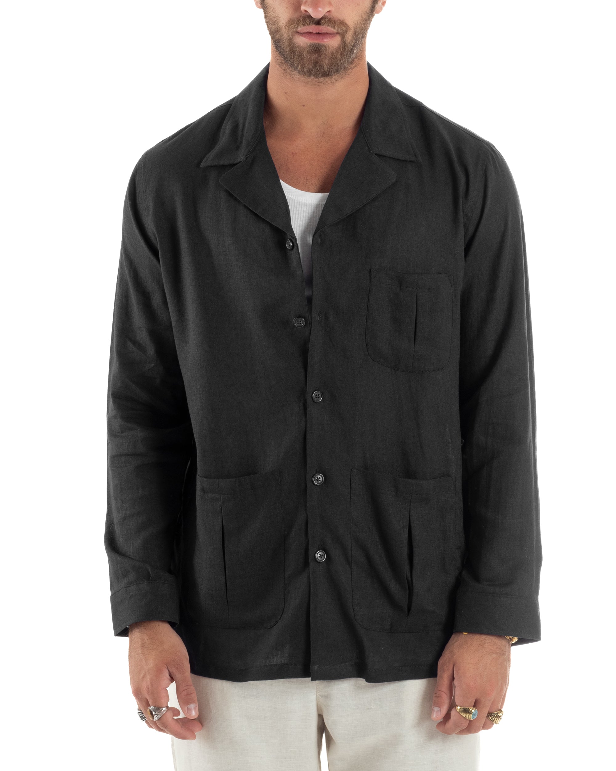 Hemdjacke aus Sahara-Leinen G3307A