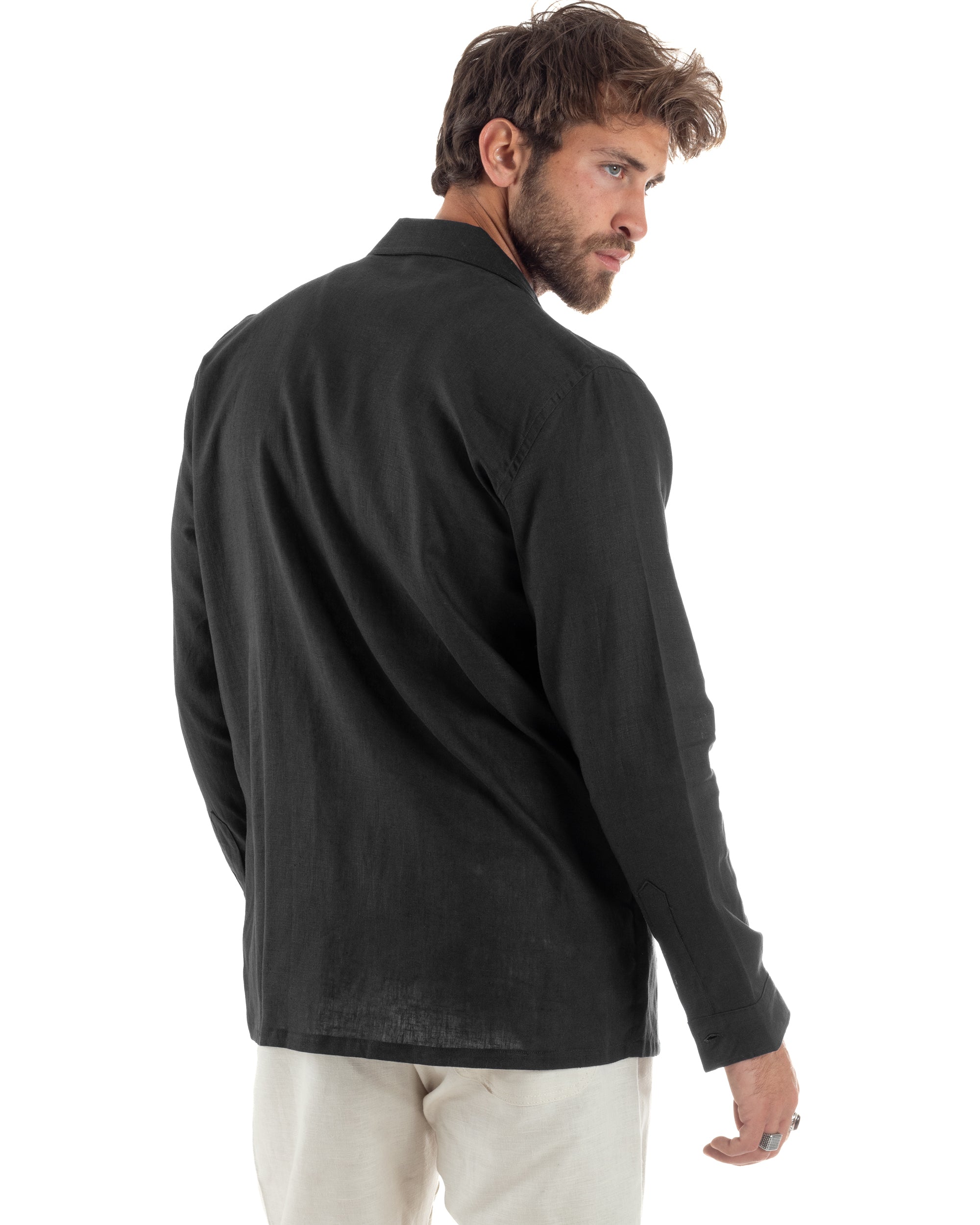 Hemdjacke aus Sahara-Leinen G3307A