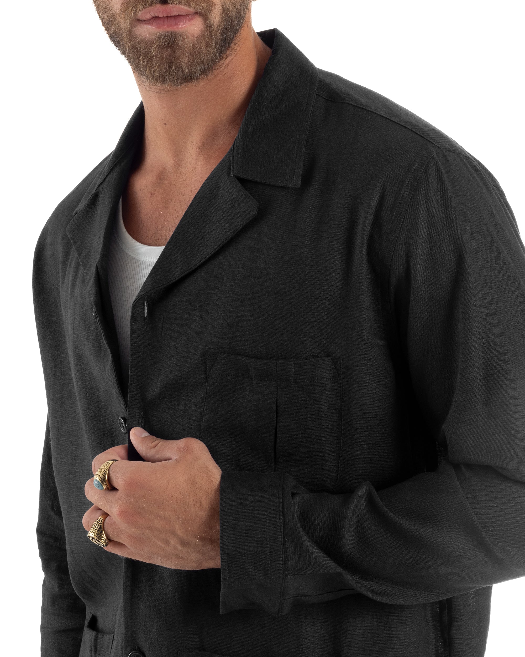 Hemdjacke aus Sahara-Leinen G3307A