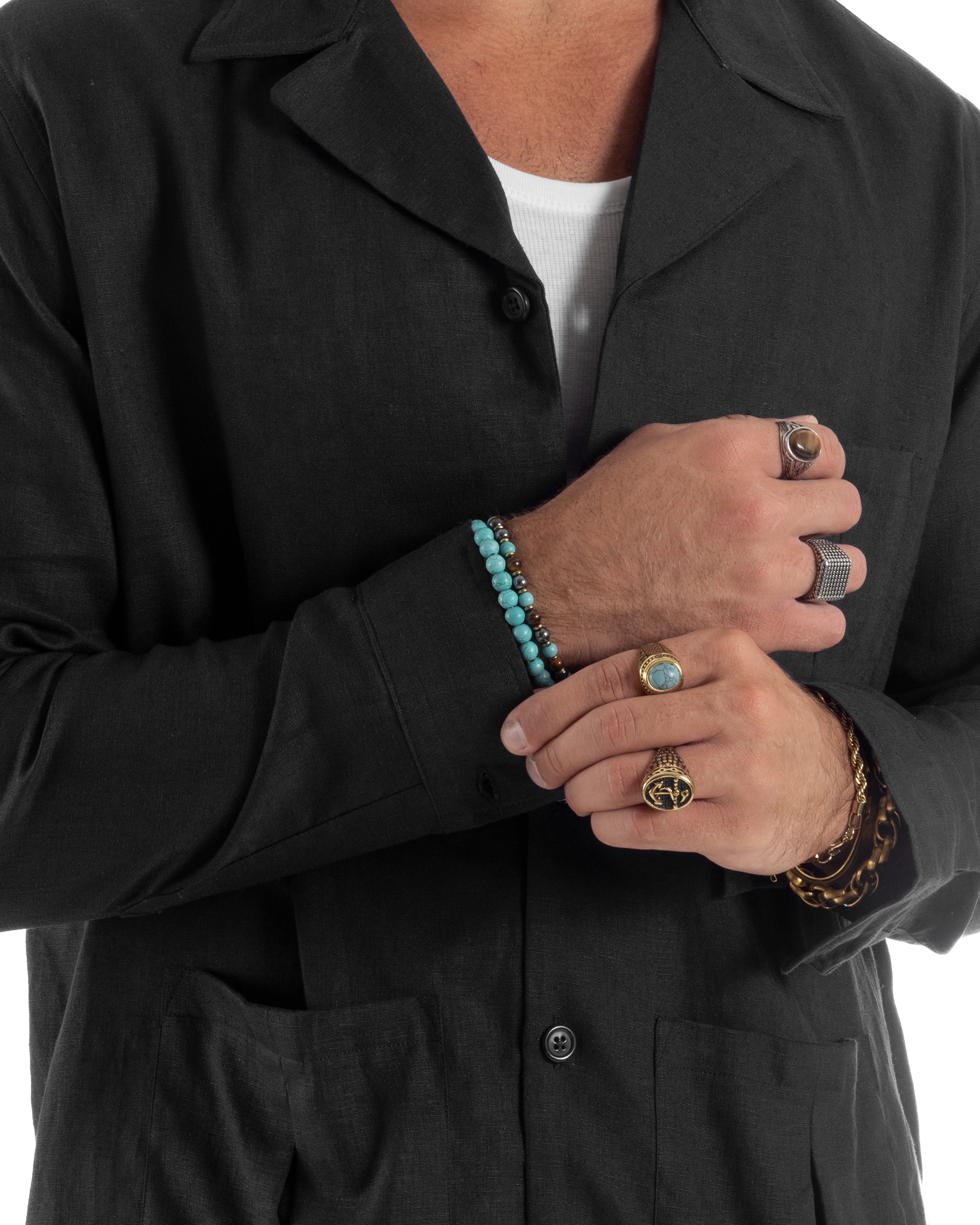 Hemdjacke aus Sahara-Leinen G3307A