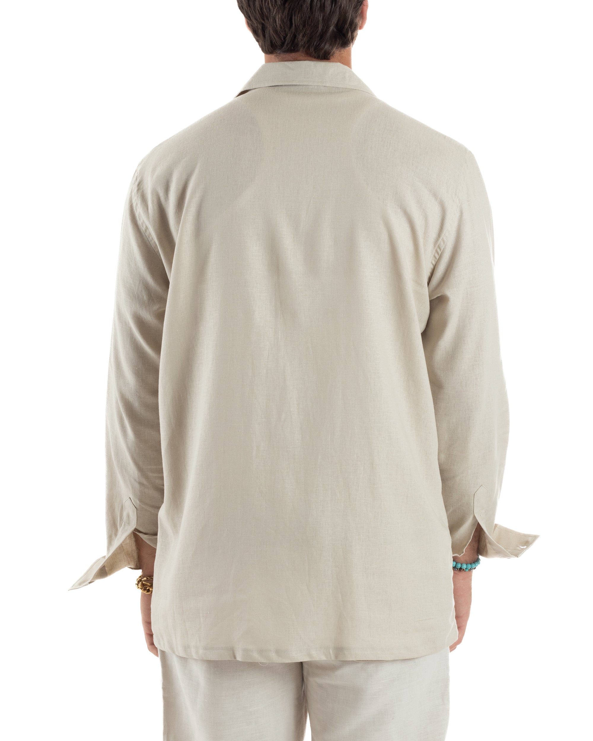 Giacca Camicia Sahariana In Lino G3308A