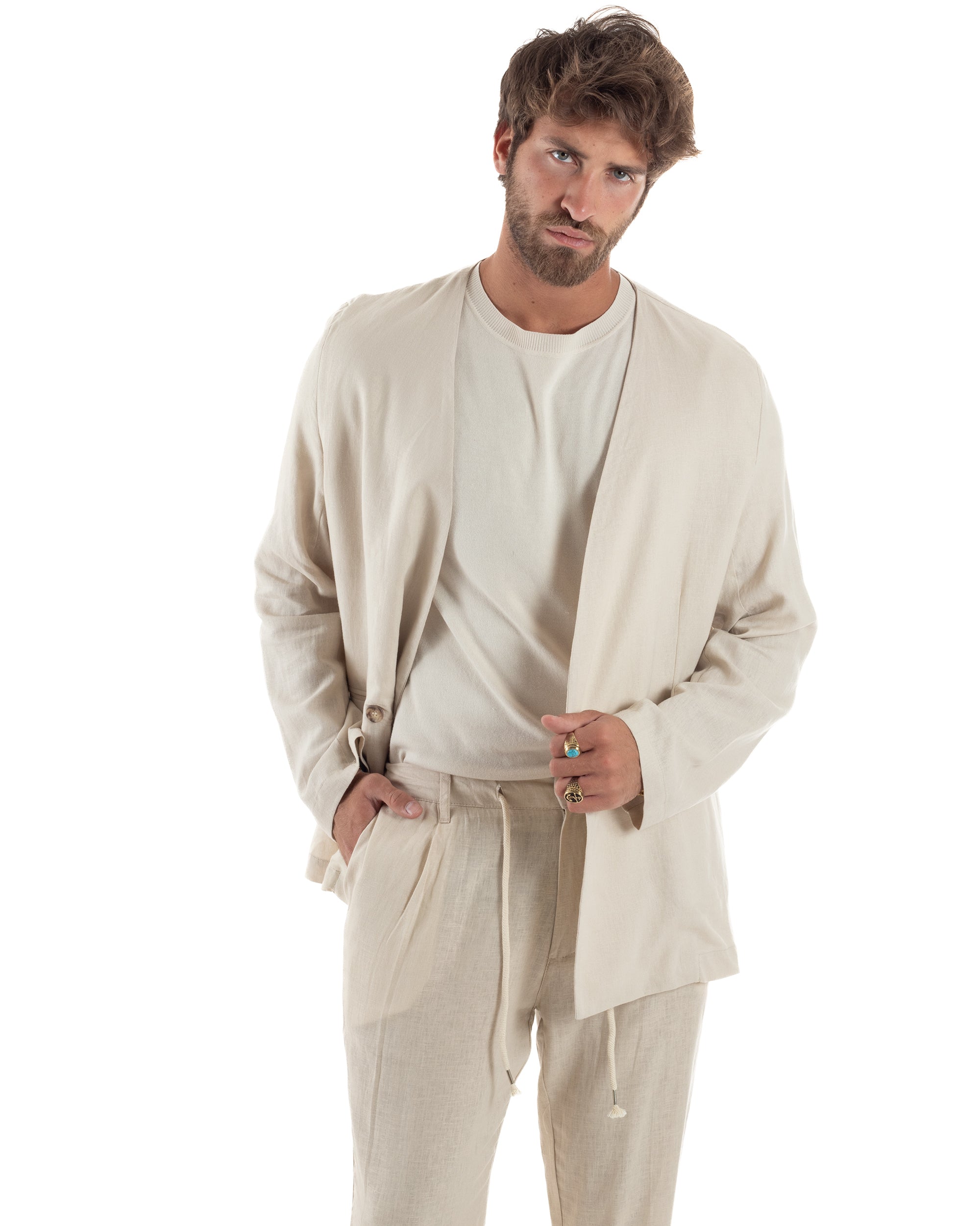 Giacca Doppiopetto Lino Senza Rever G3310A