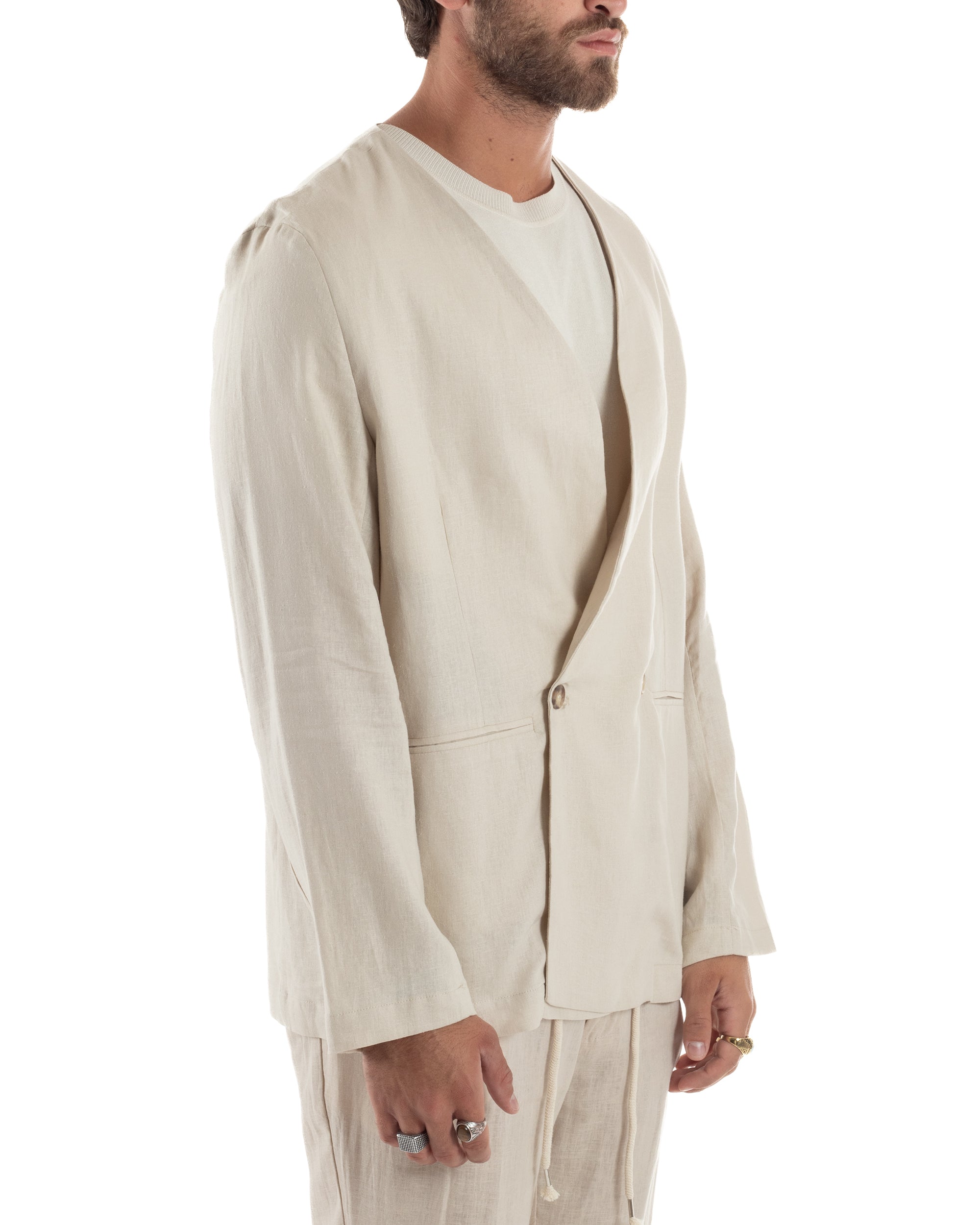 Giacca Doppiopetto Lino Senza Rever G3310A