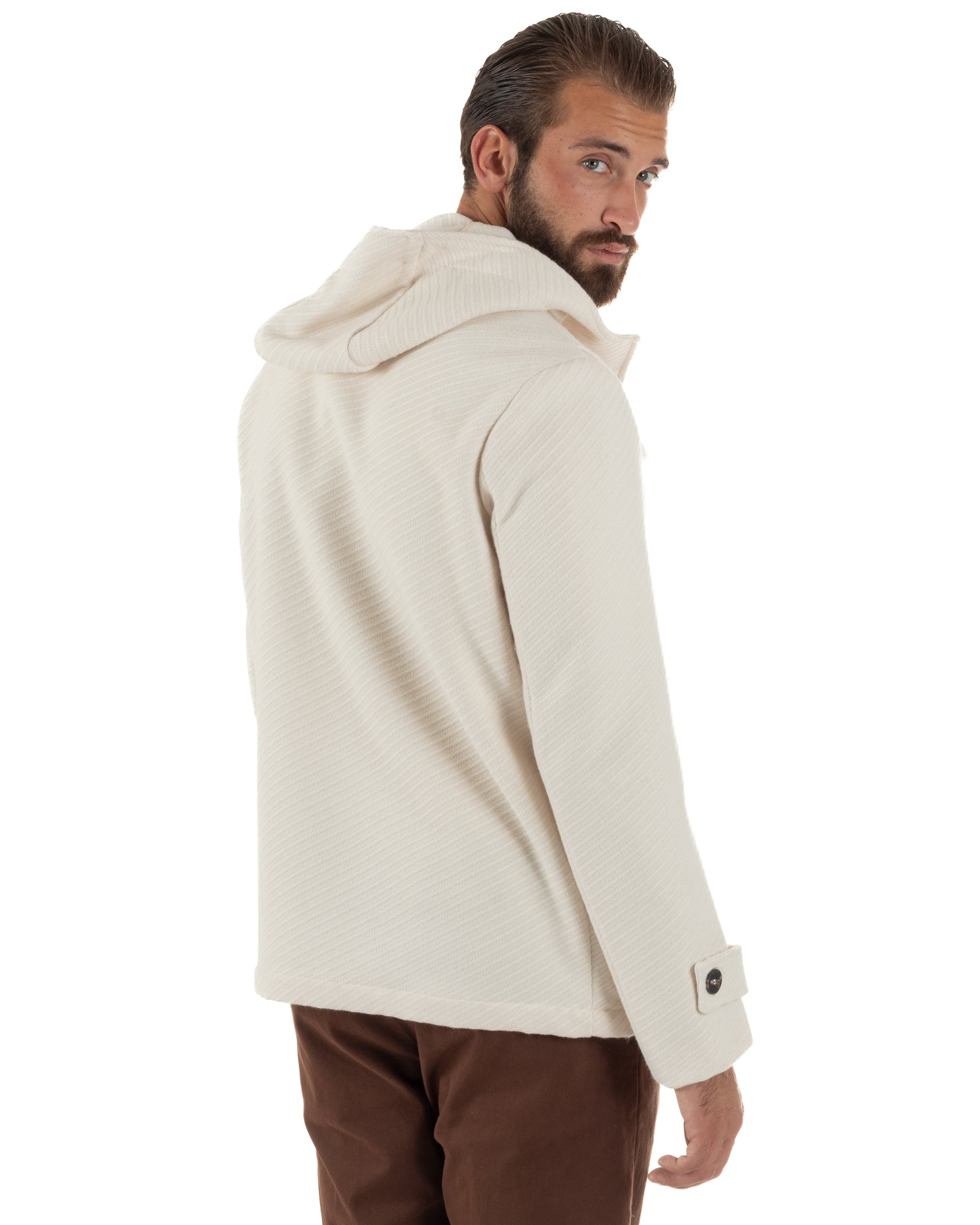 Cappotto Uomo Giacca Con Cappuccio Panna Overd-D OE1F2W5J30