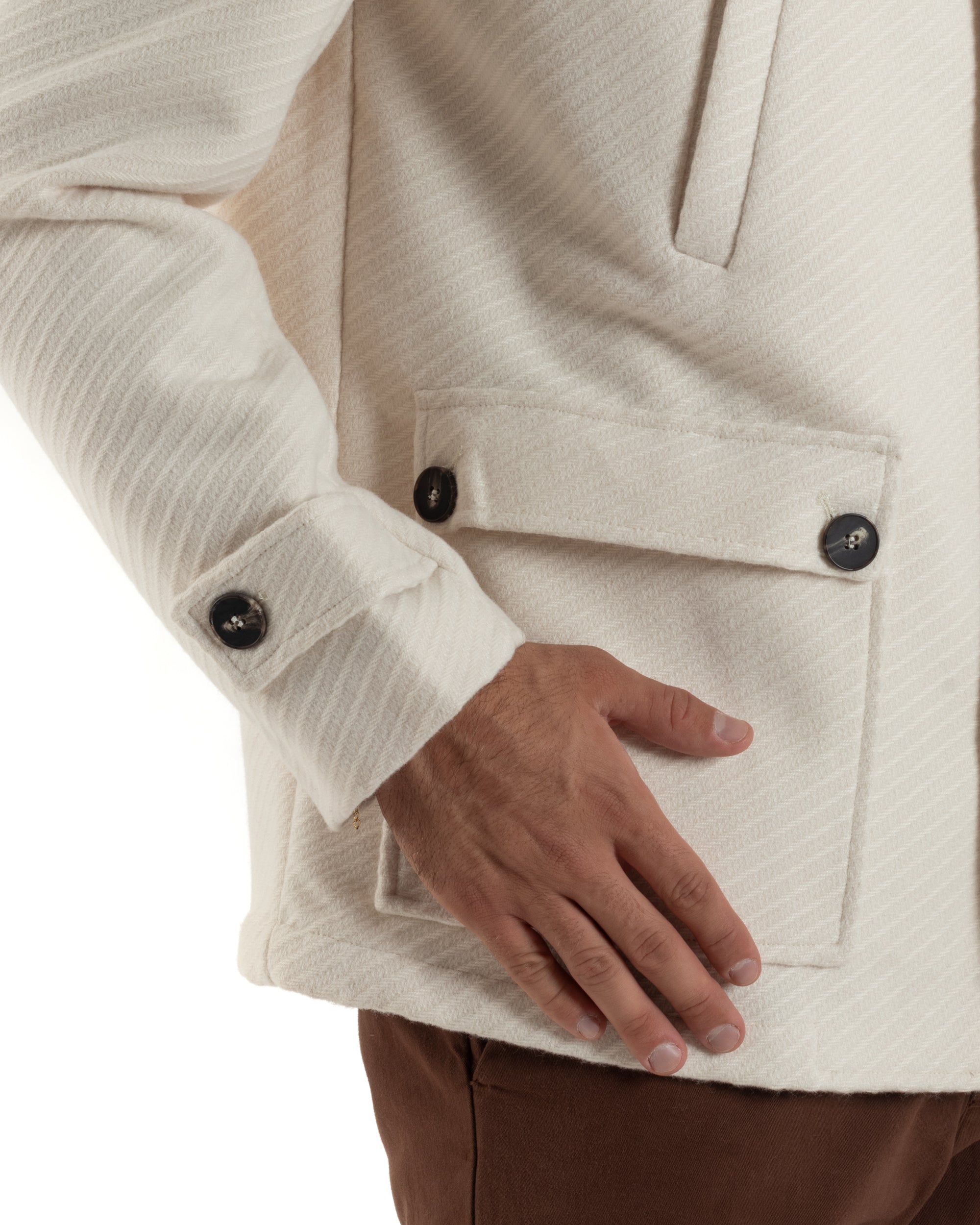 Cappotto Uomo Giacca Con Cappuccio Panna Overd-D OE1F2W5J30