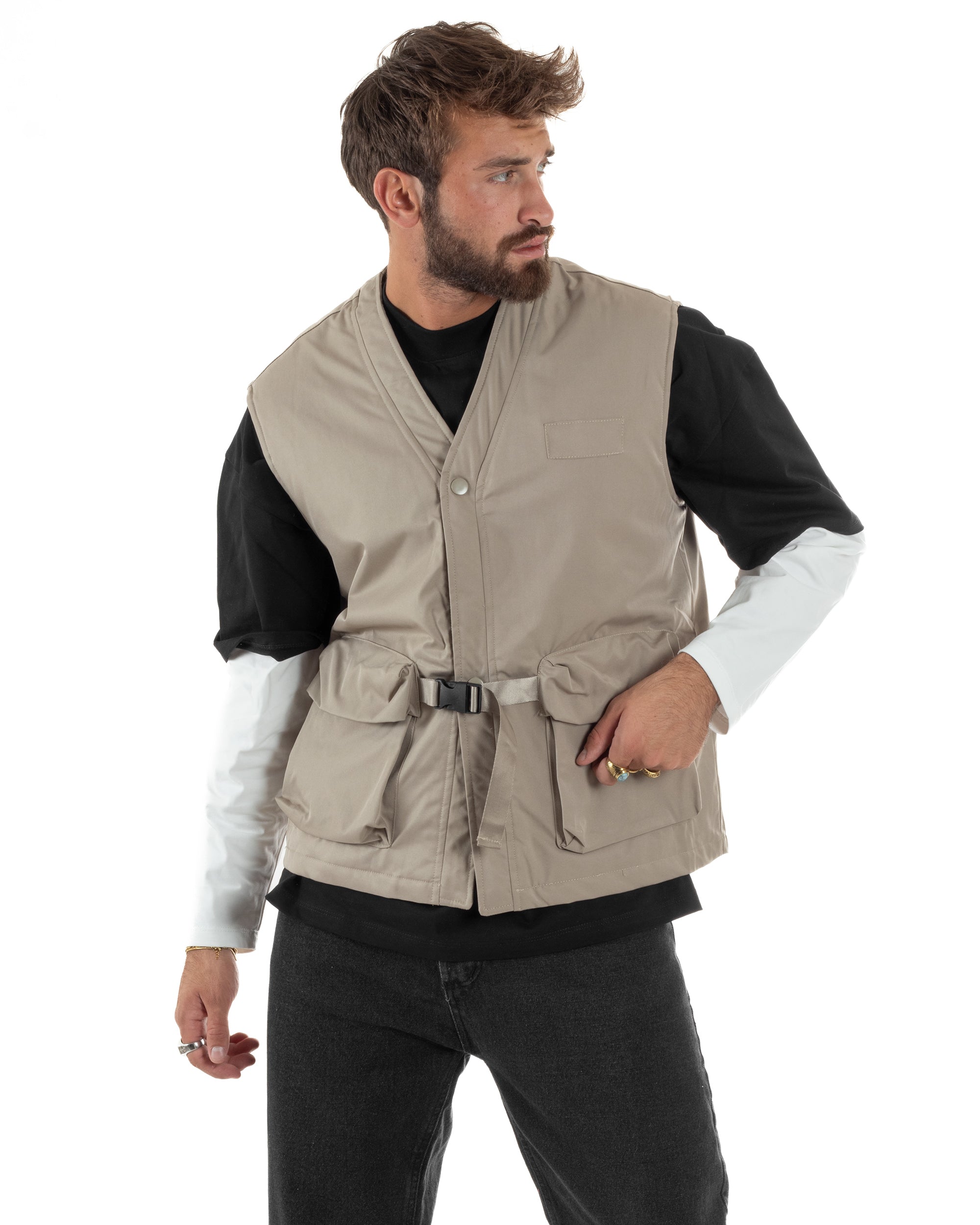 Gilet Casual Regular Fit Smanicato Streetwear G3324A
