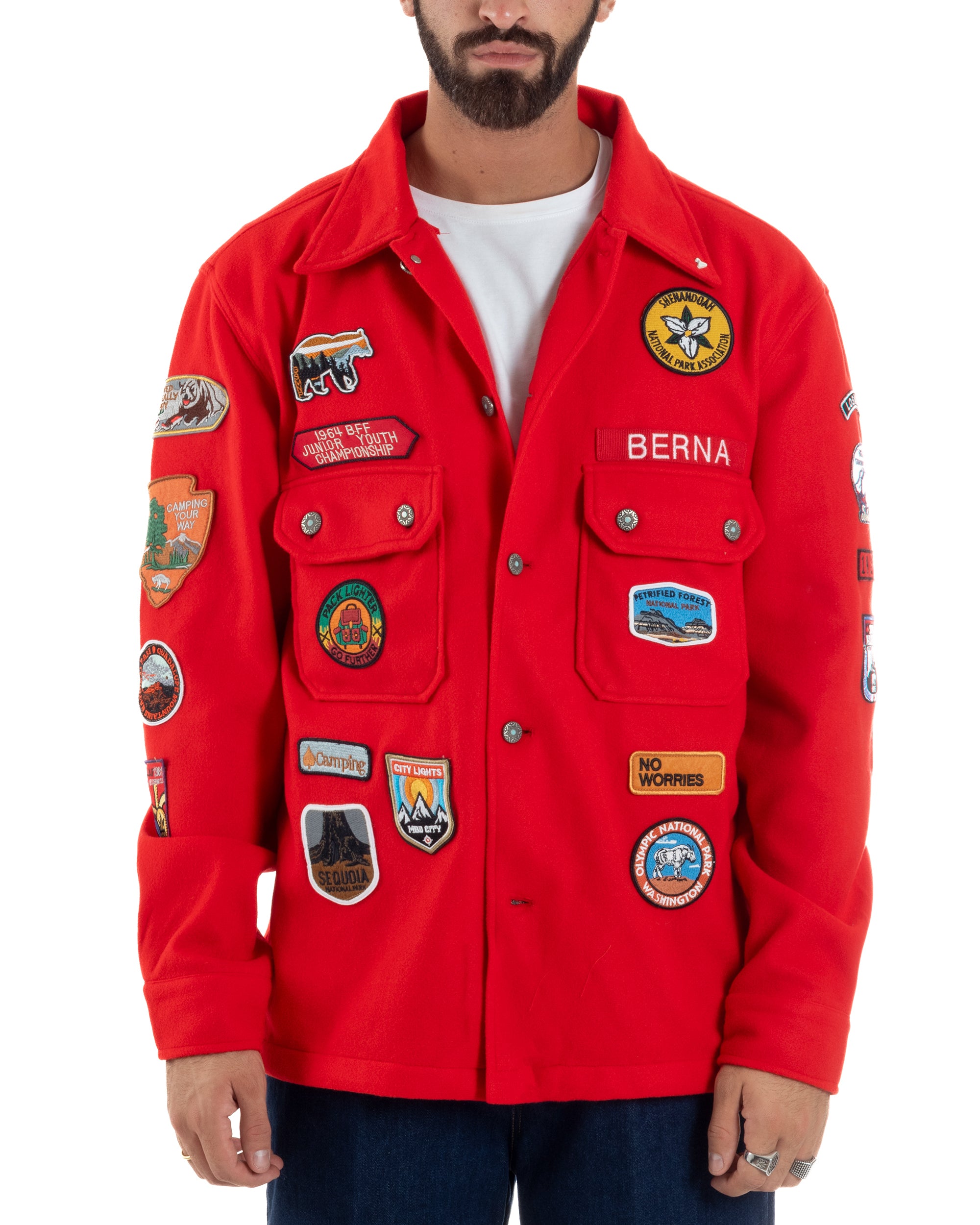 Giubbotto Overshirt Giacca Boyscout Oxford Patch Rosso Berna M-252306