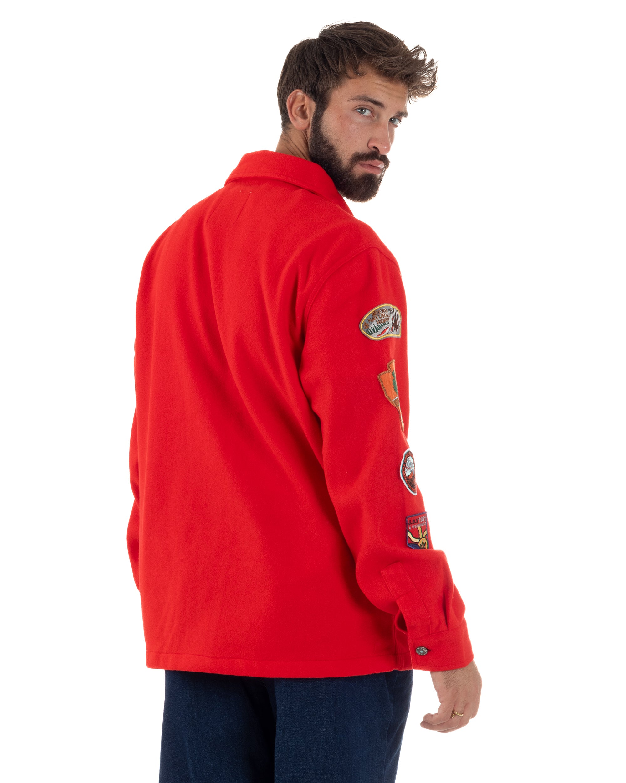 Giubbotto Overshirt Giacca Boyscout Oxford Patch Rosso Berna M-252306