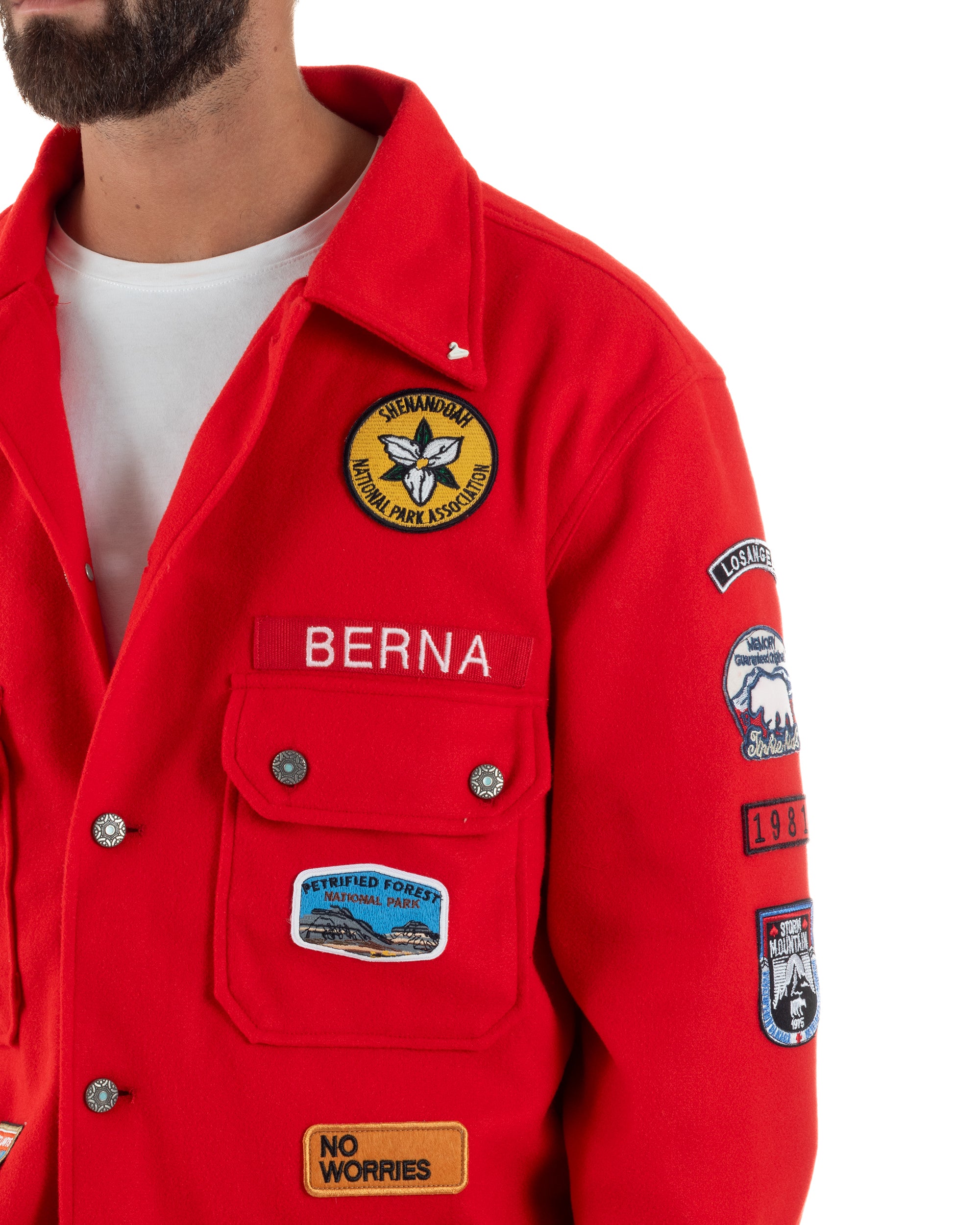 Giubbotto Overshirt Giacca Boyscout Oxford Patch Rosso Berna M-252306
