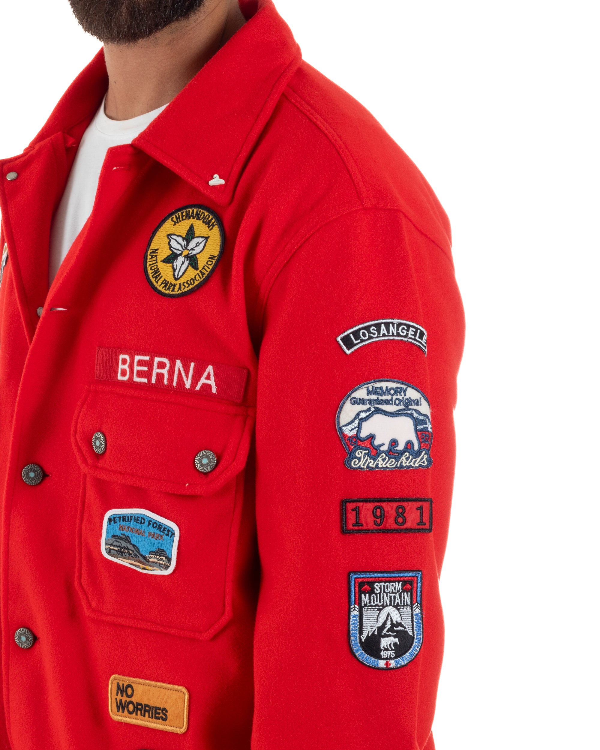 Giubbotto Overshirt Giacca Boyscout Oxford Patch Rosso Berna M-252306