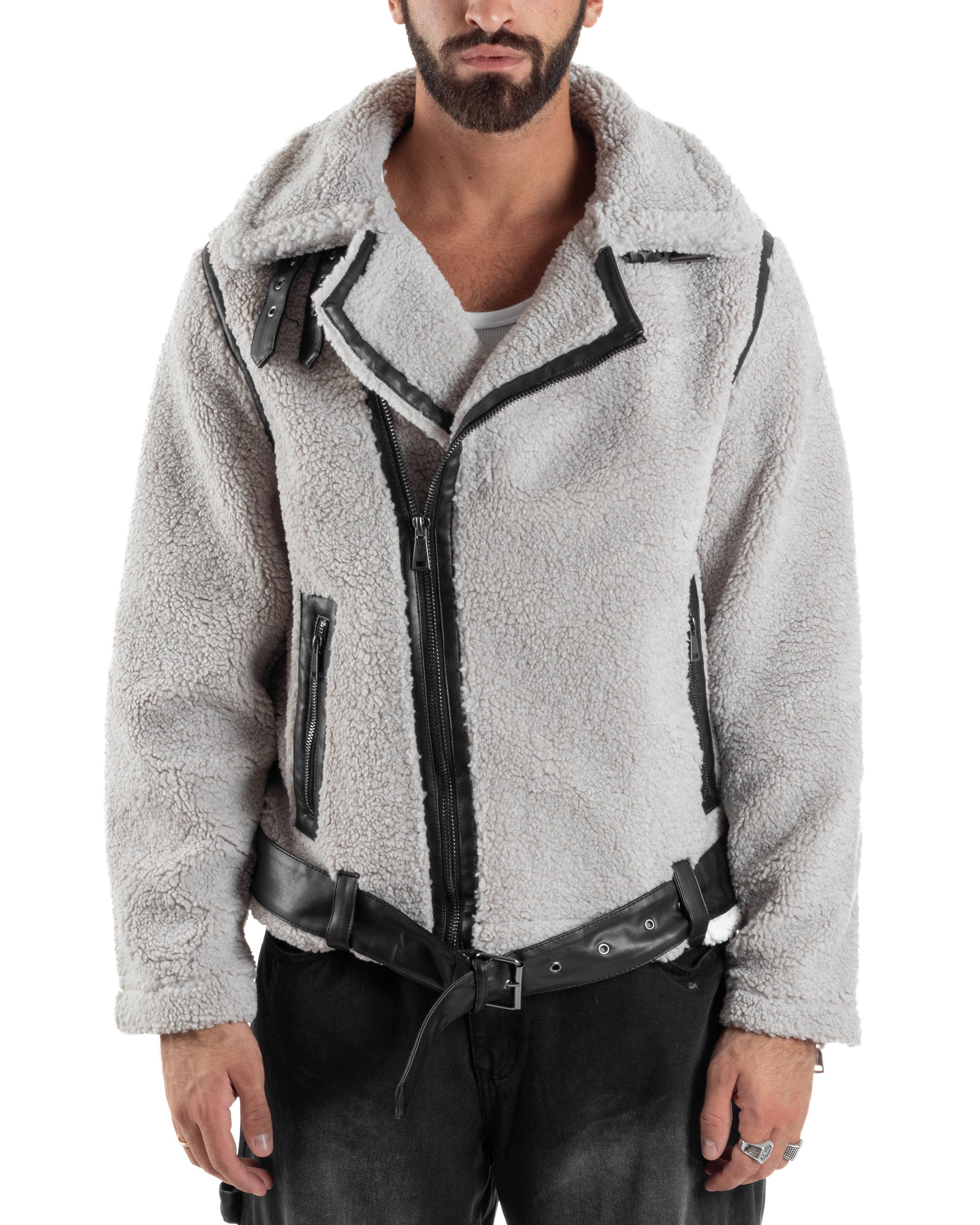 Giubbotto Uomo Teddy Chiodo Zip Ghiaccio G3351A