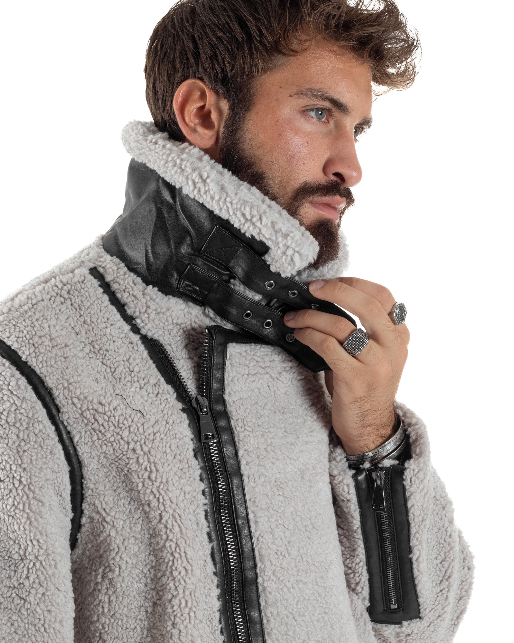 Giubbotto Uomo Teddy Chiodo Zip Ghiaccio G3351A