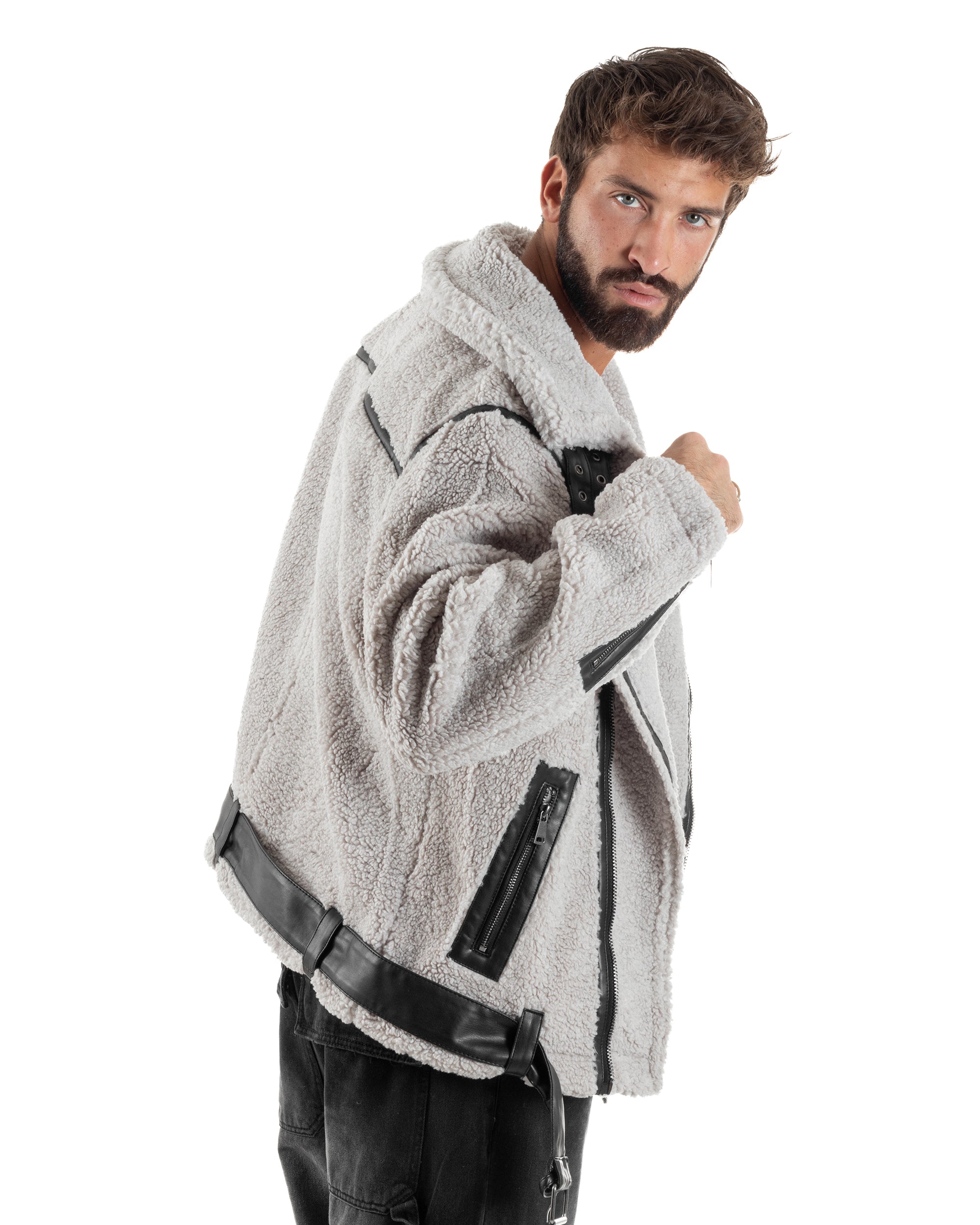 Giubbotto Uomo Teddy Chiodo Zip Ghiaccio G3351A