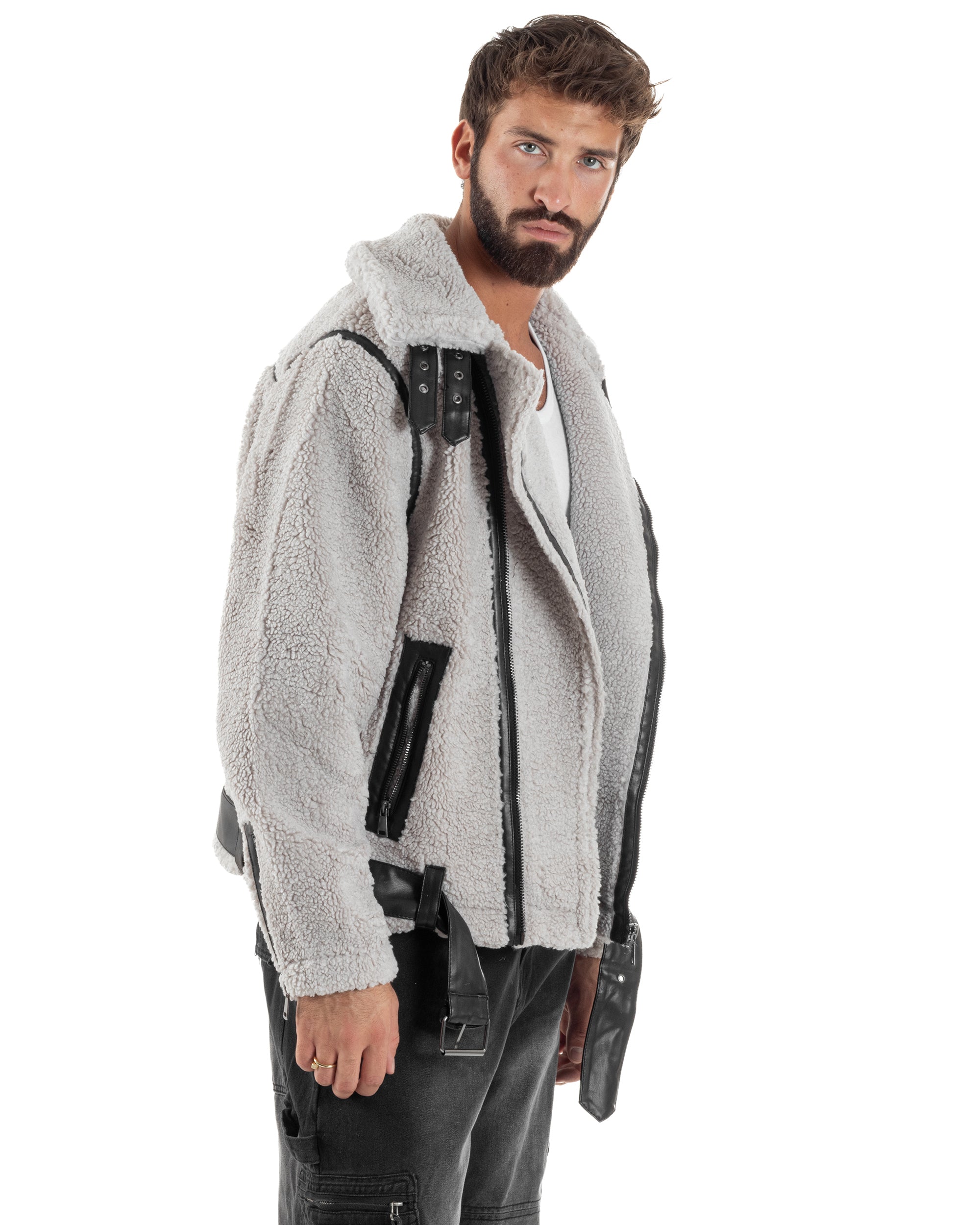 Giubbotto Uomo Teddy Chiodo Zip Ghiaccio G3351A