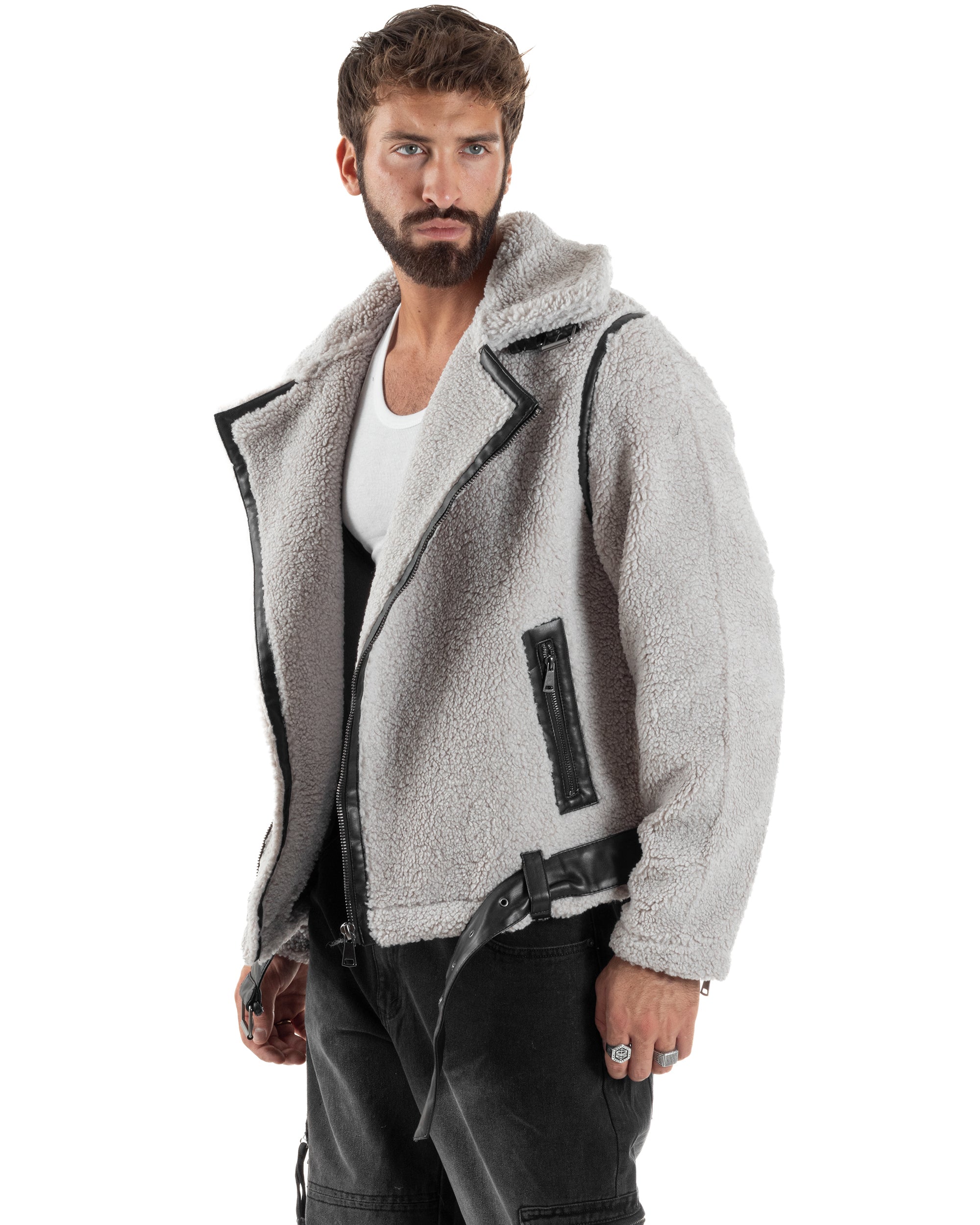 Giubbotto Uomo Teddy Chiodo Zip Ghiaccio G3351A