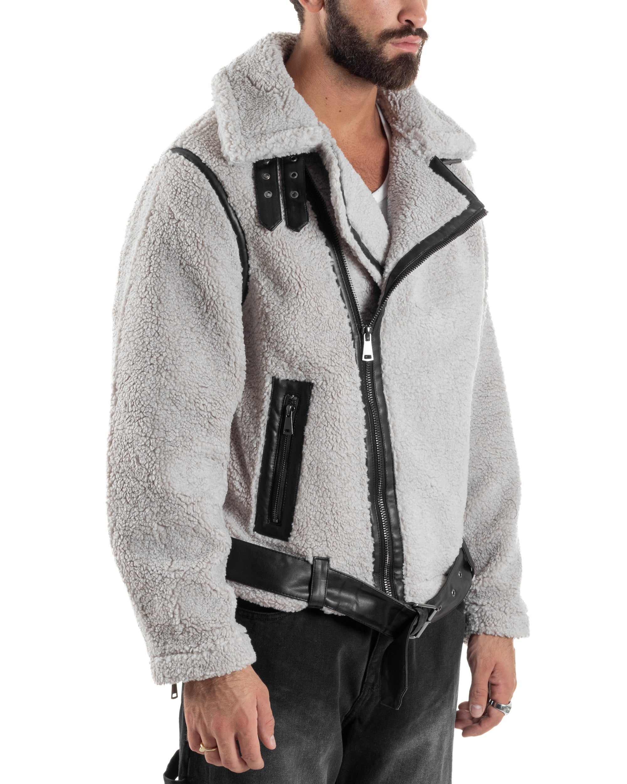 Giubbotto Uomo Teddy Chiodo Zip Ghiaccio G3351A