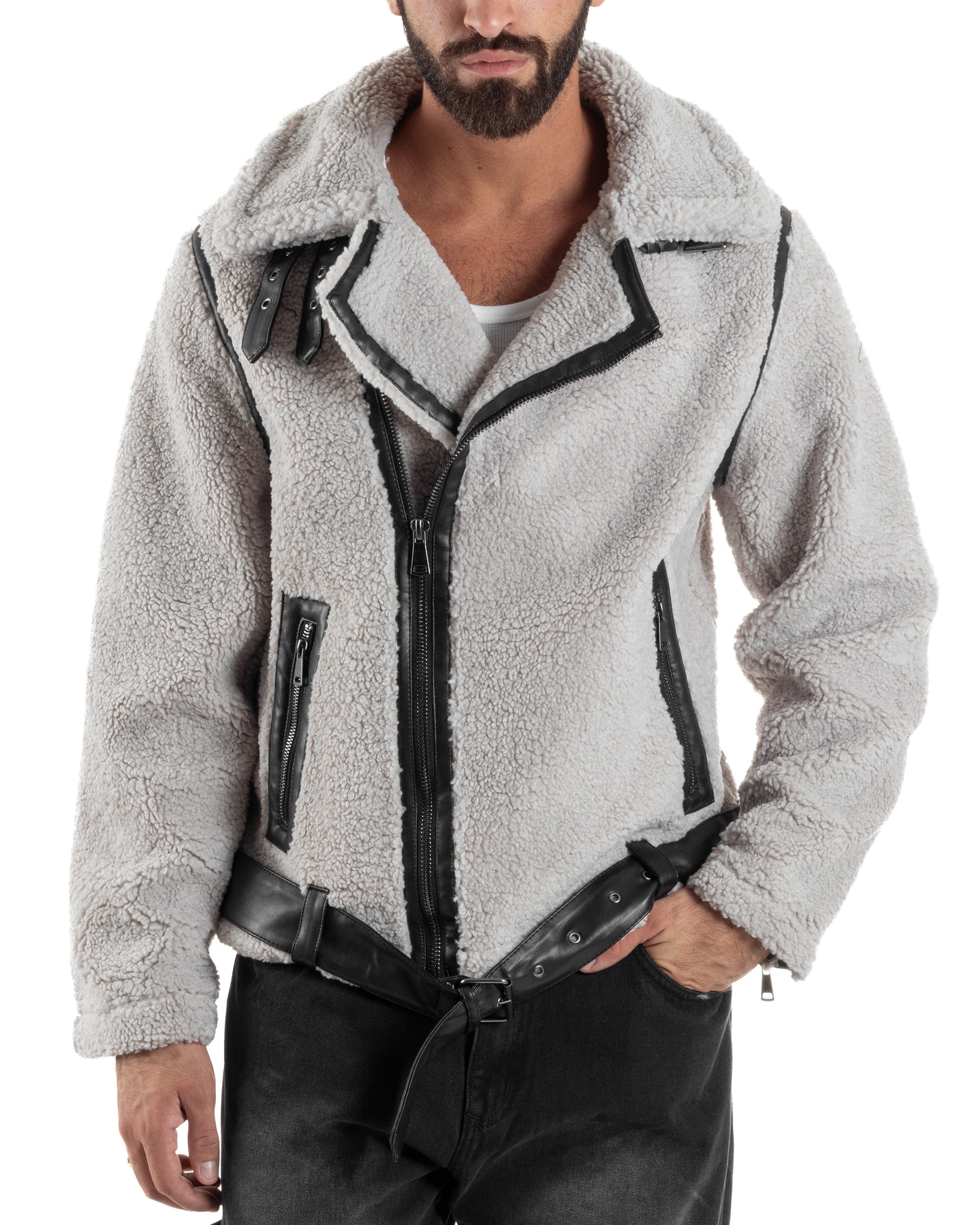 Giubbotto Uomo Teddy Chiodo Zip Ghiaccio G3351A